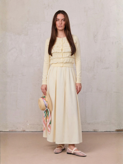 Waisted Full Taffeta Skirt-Butter Yellow