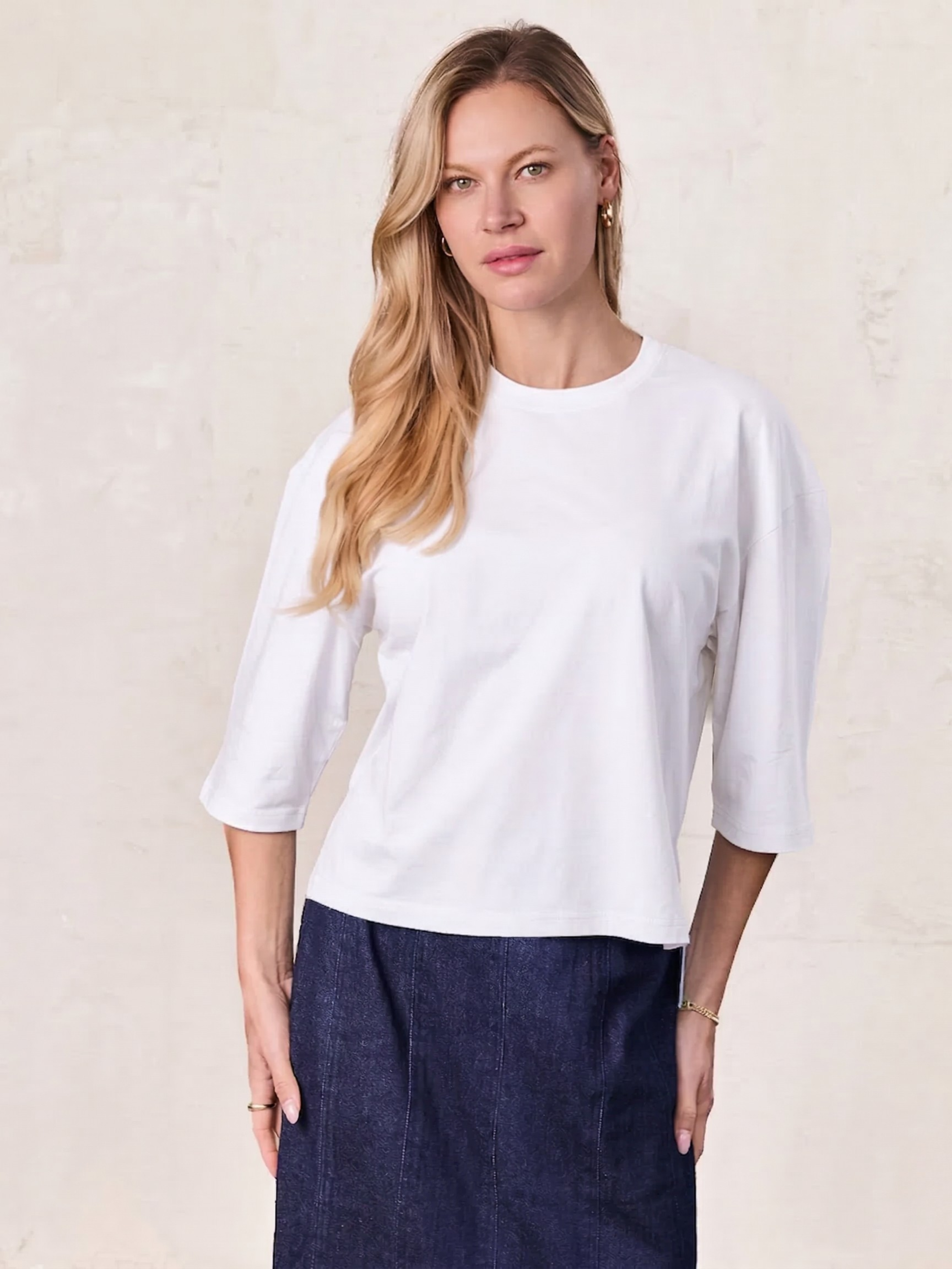 Wide Sleeve Tee-White