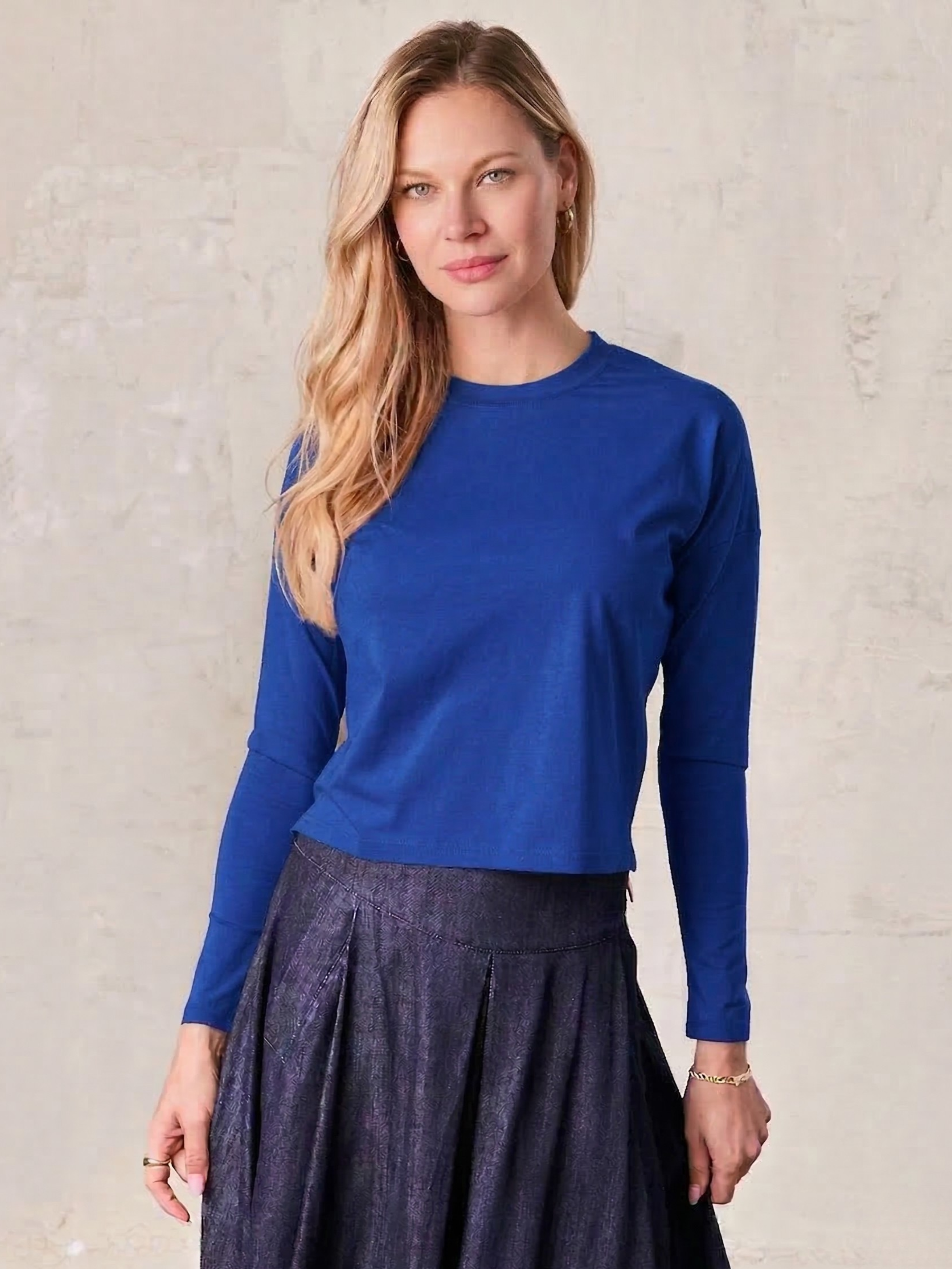Cropped Boxy Tee-Cobalt