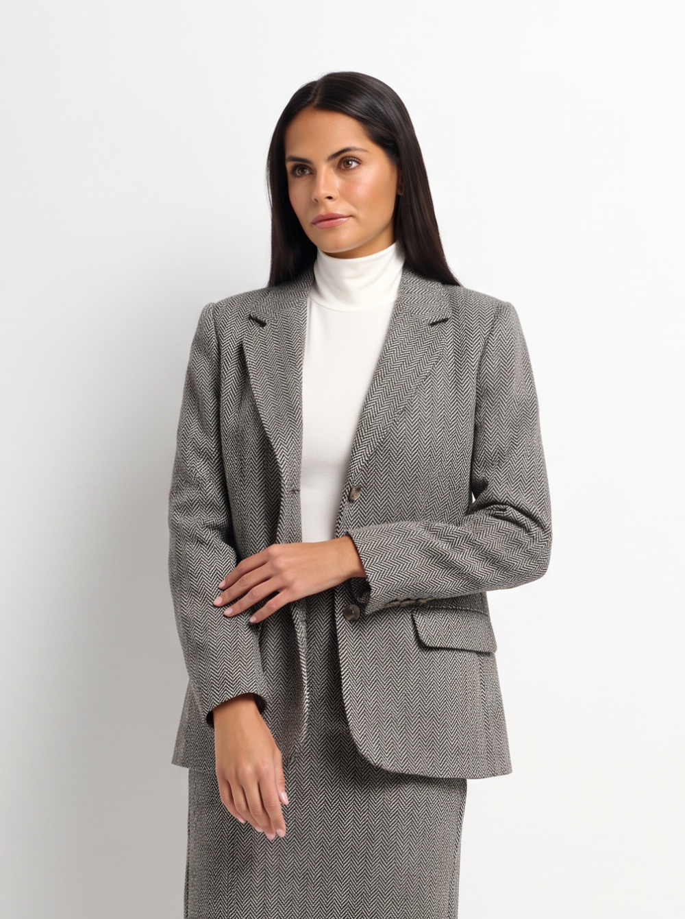 Herringbone Blazer - Black/White