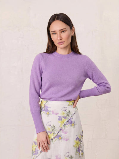 High Cuff Crew Sweater-Lavender