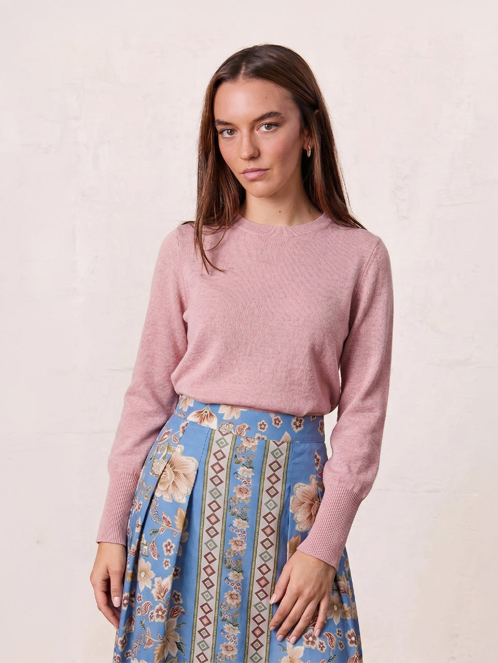 High Cuff Crew Sweater-Mauve