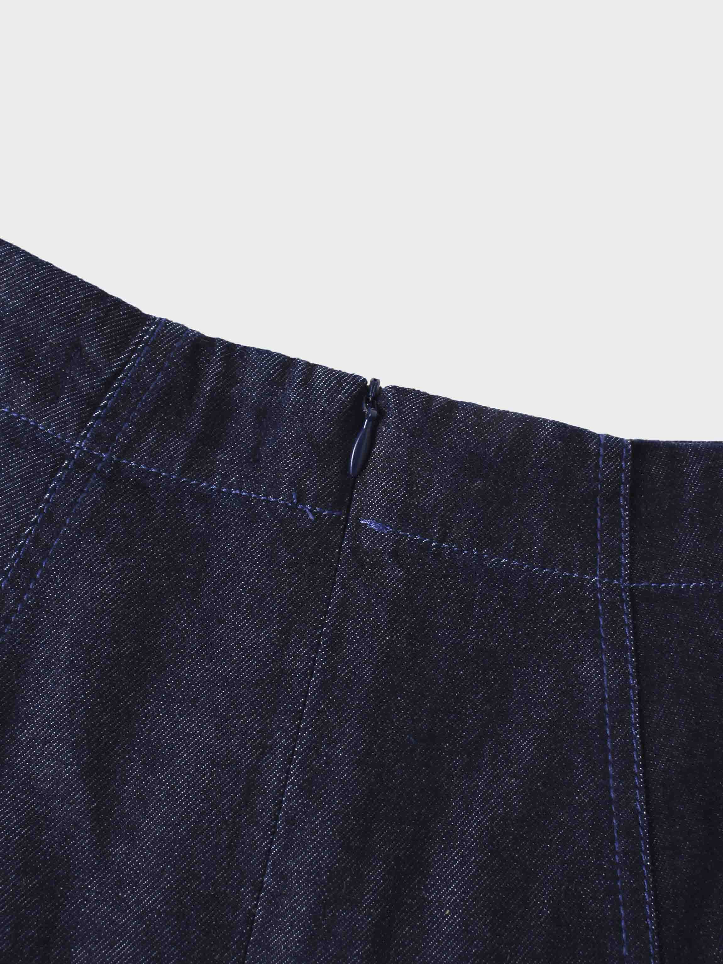 Yoke Denim Short Skirt-Blue