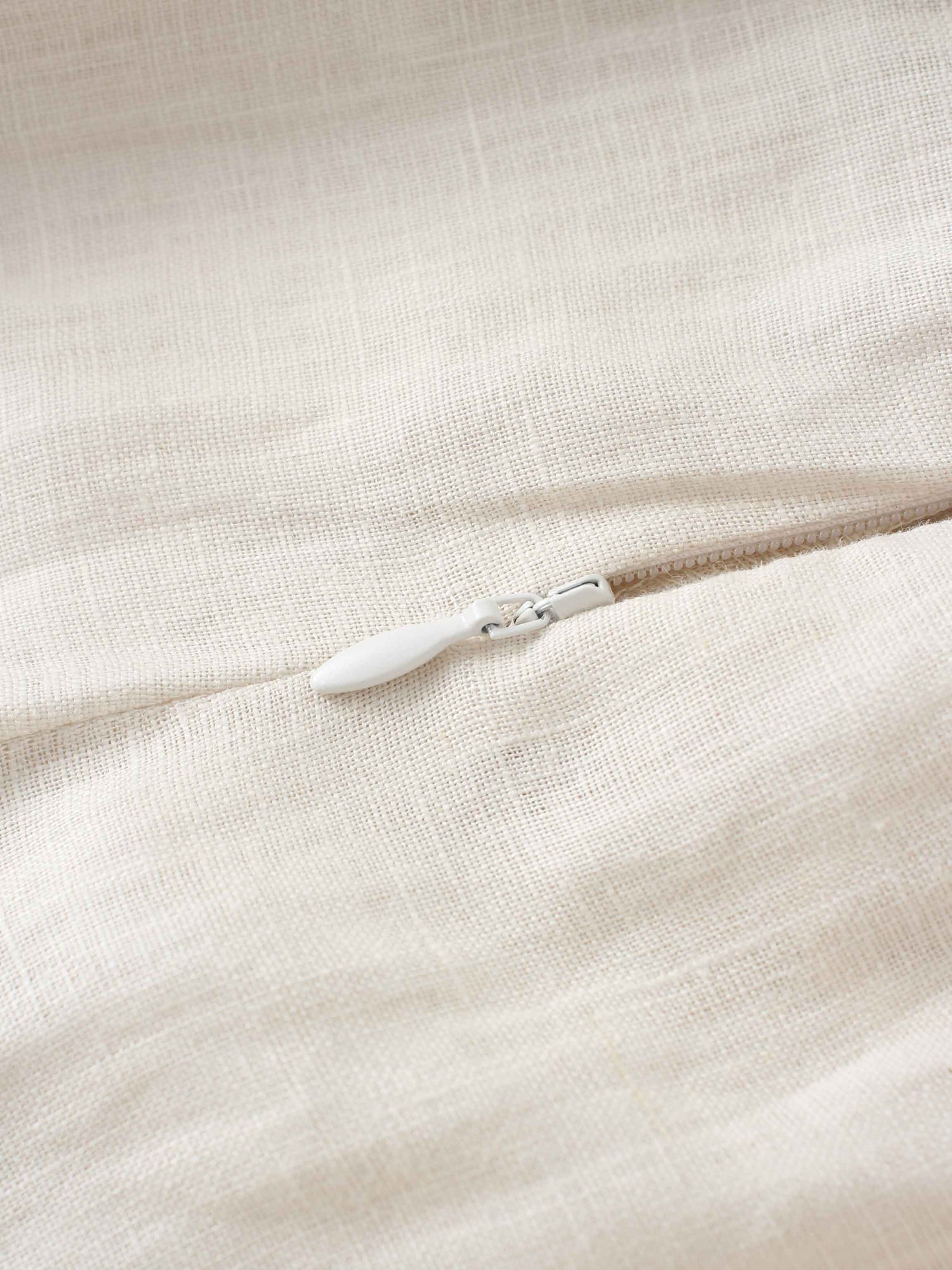 Gathered Waist Linen Skirt-Ecru