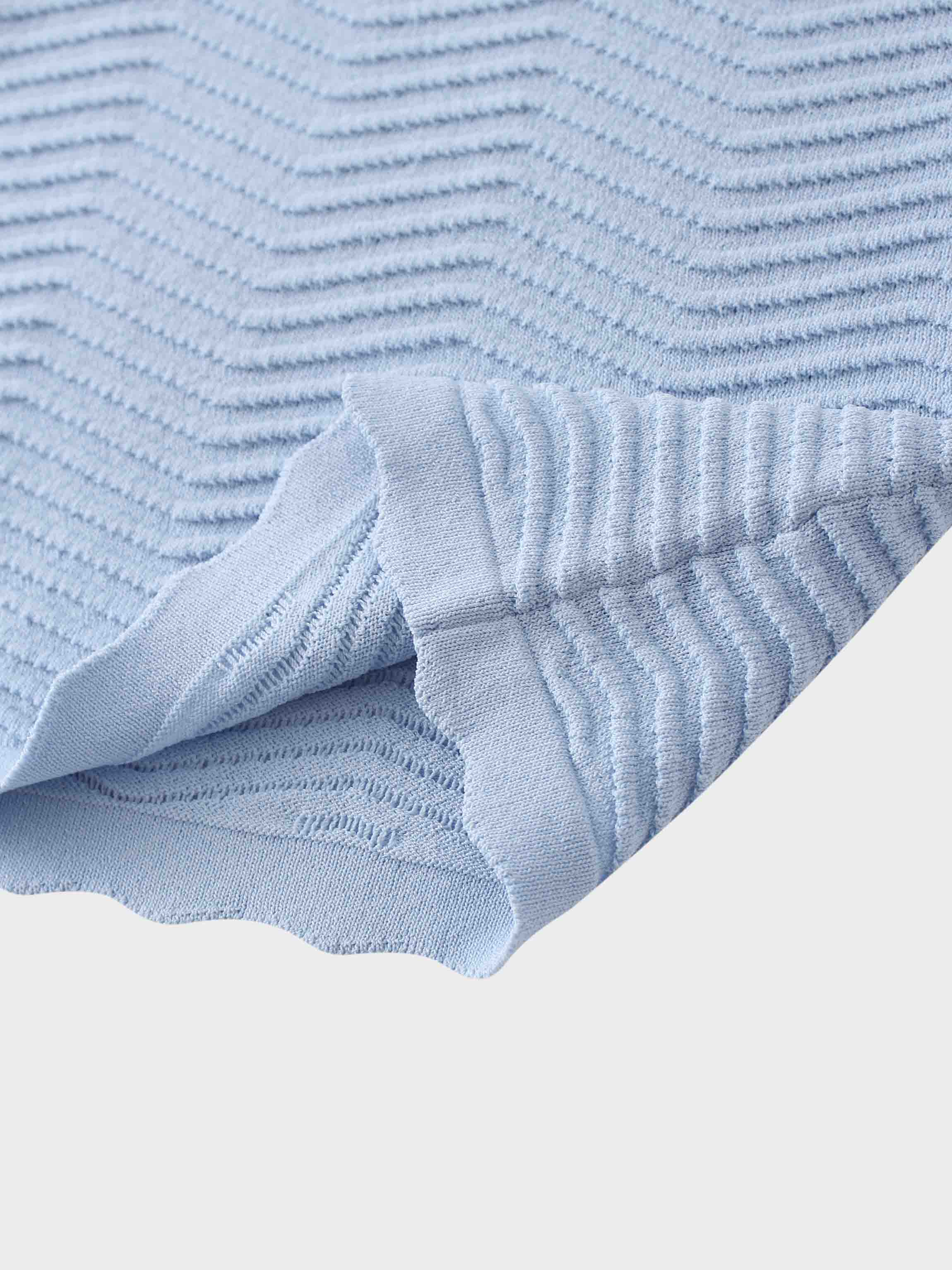 Scallop Edge Collar Sweater-Light Blue