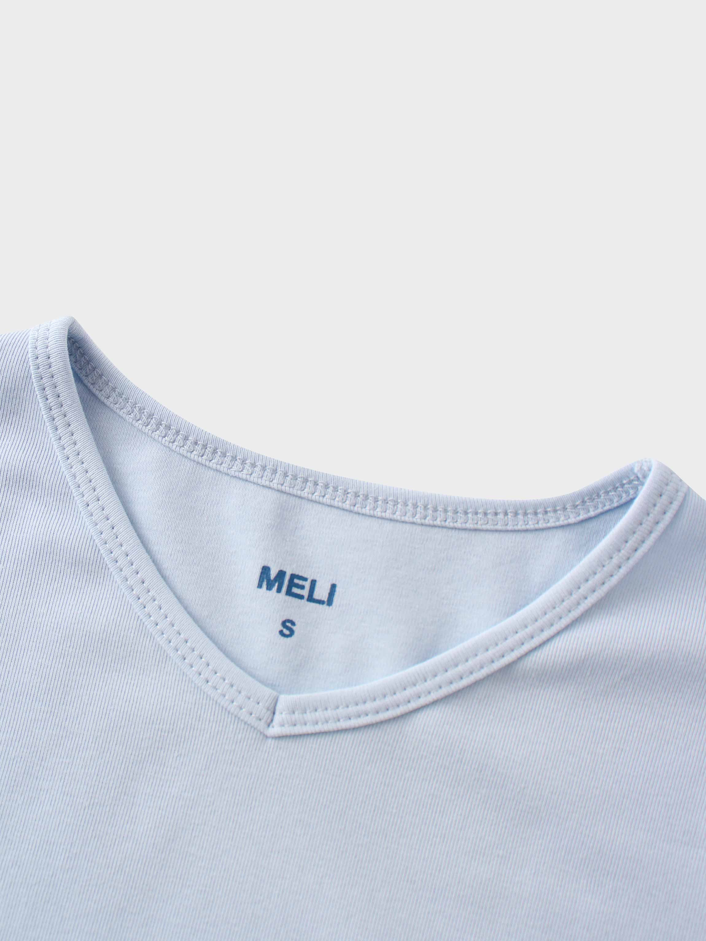 Basic High V Tee Long Sleeve-Powder Blue