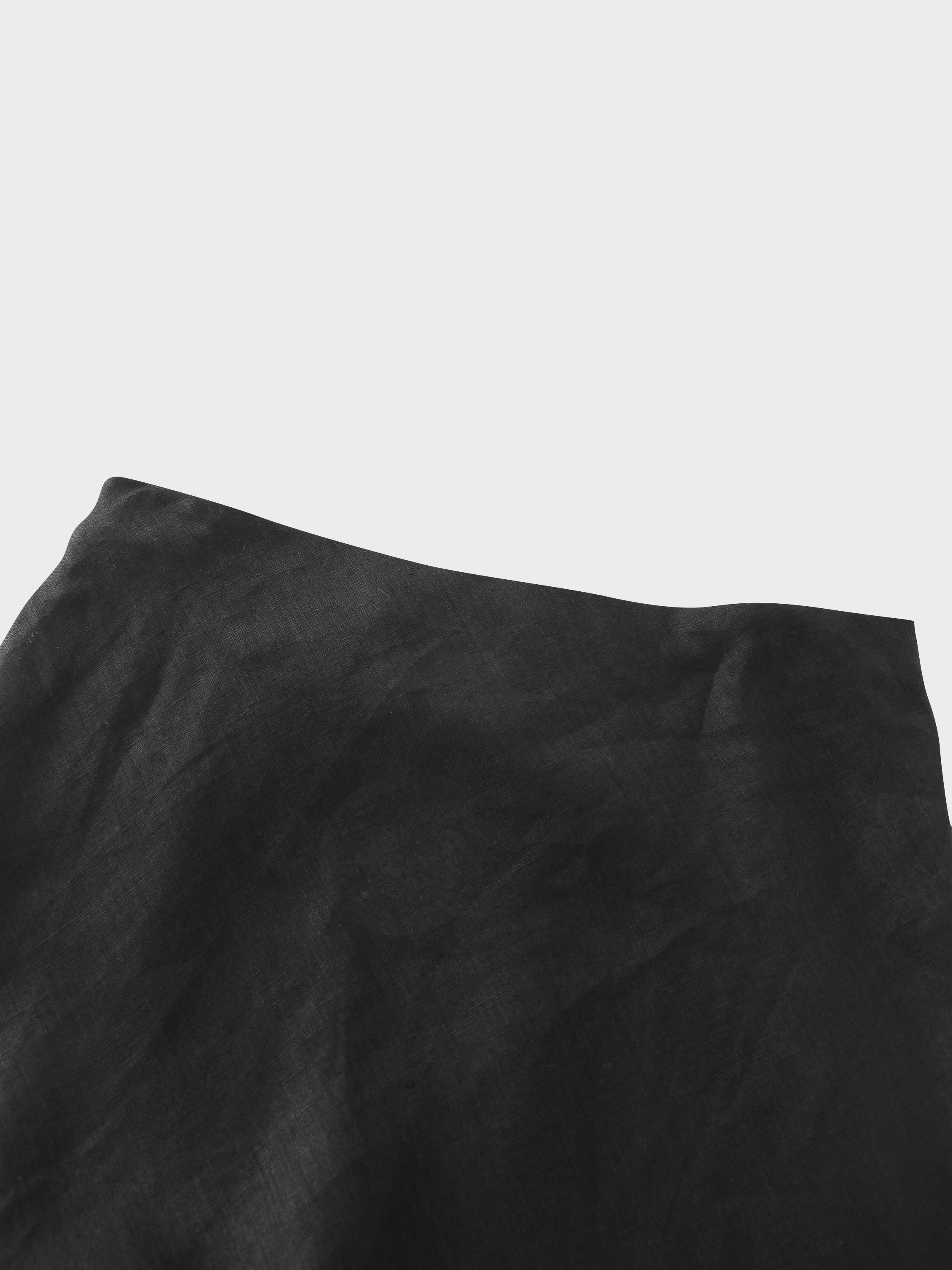 Linen Slip Skirt-Black