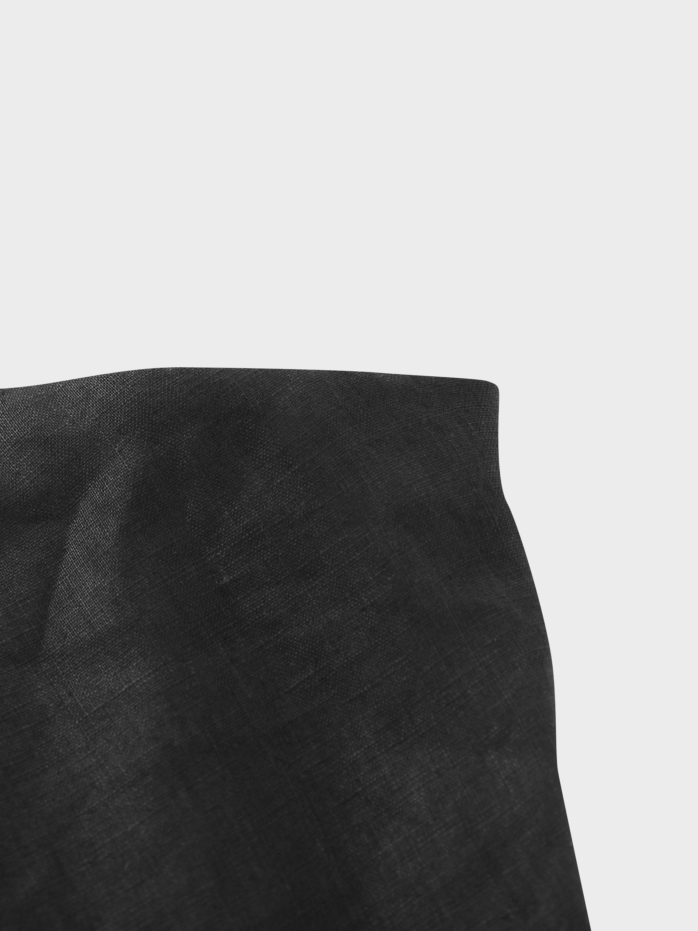 Linen Slip Skirt-Black