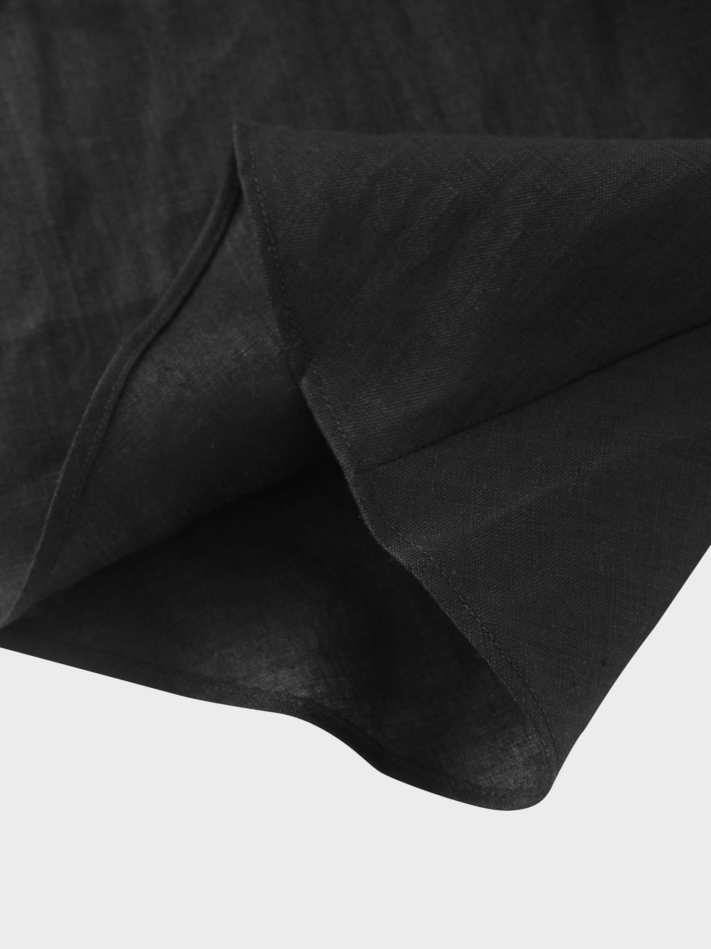 Linen Slip Skirt-Black