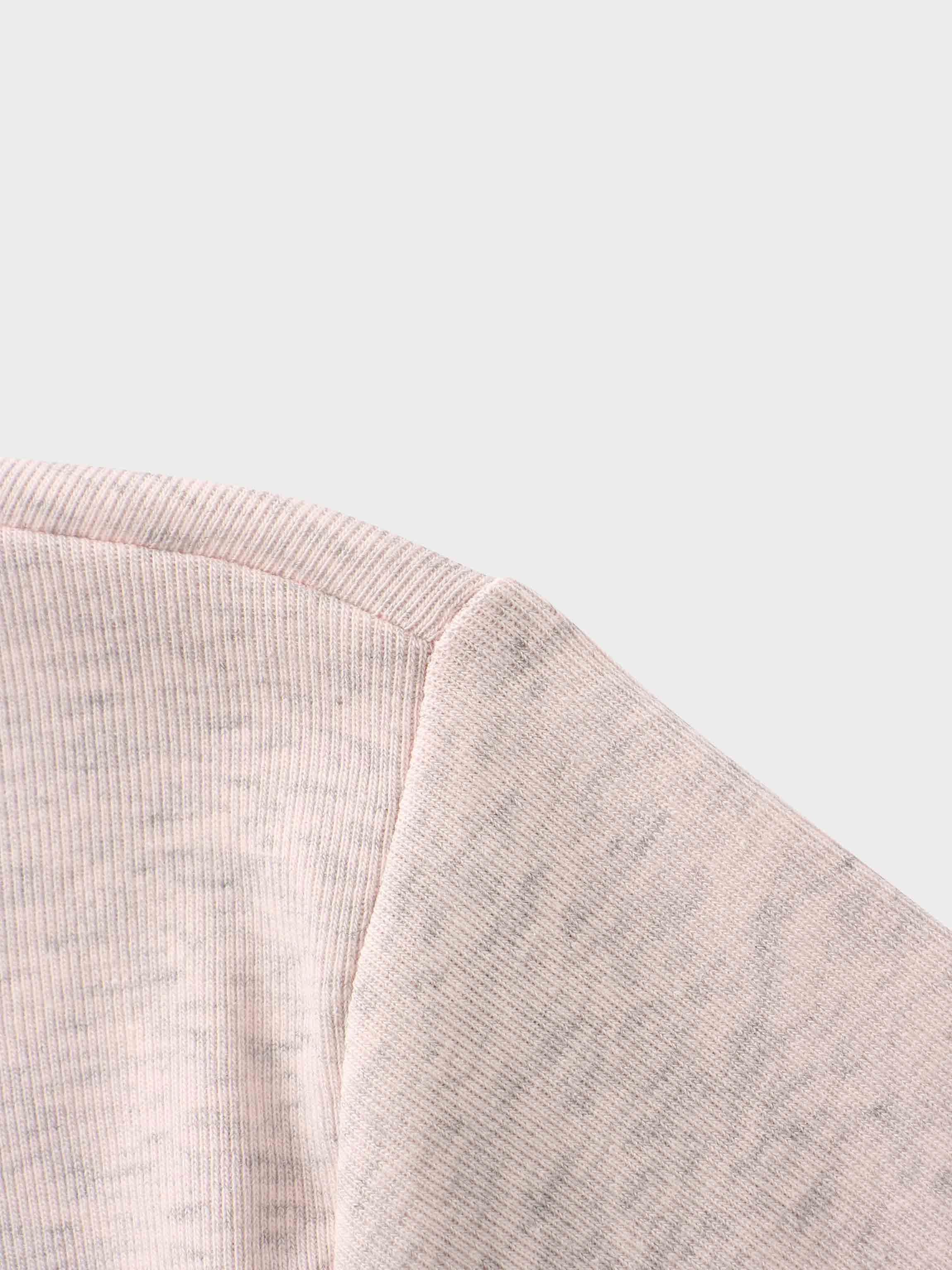 Basic High V Tee Long Sleeve-Heathered Pink/Grey