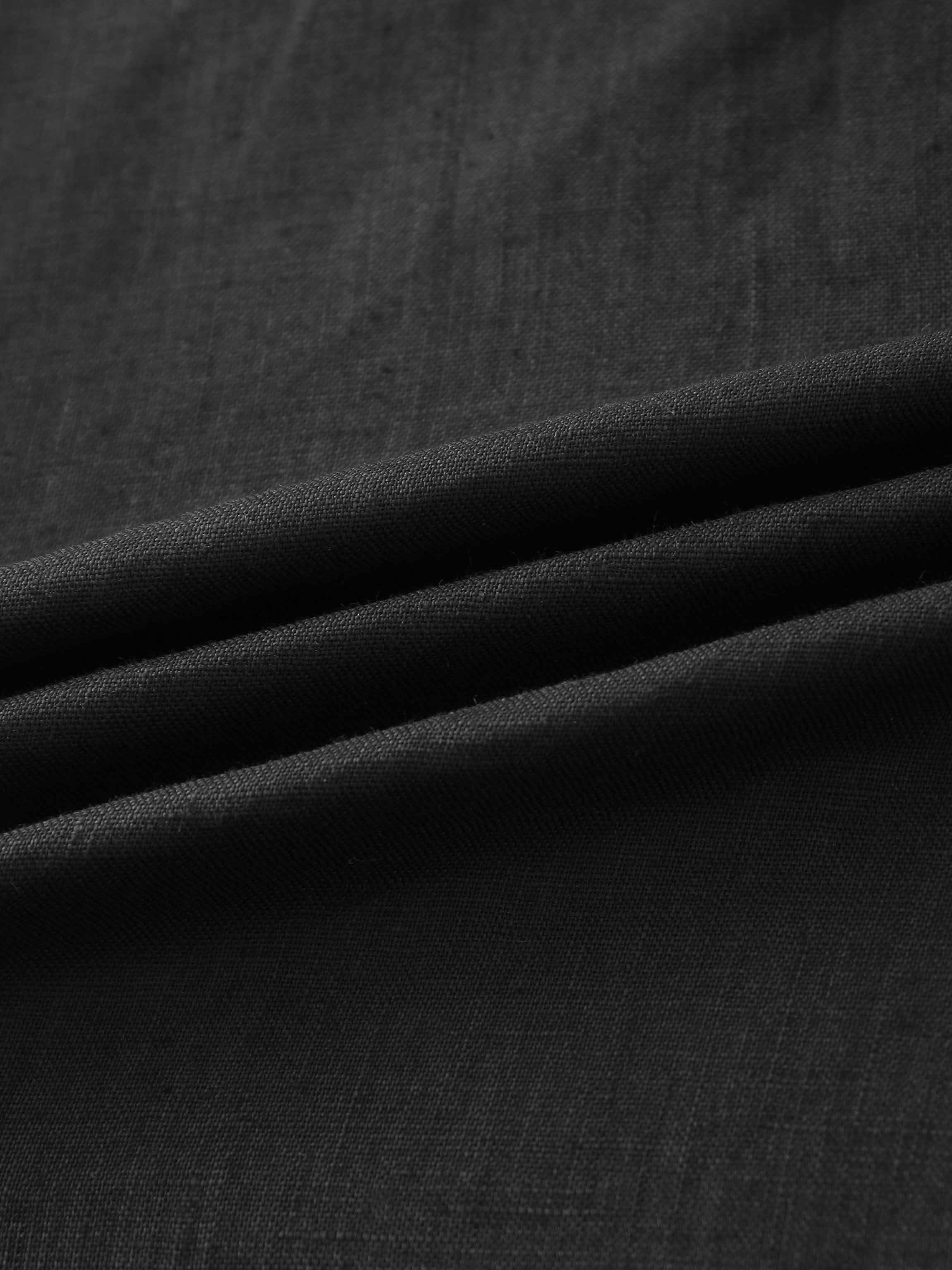 Linen Slip Skirt-Black