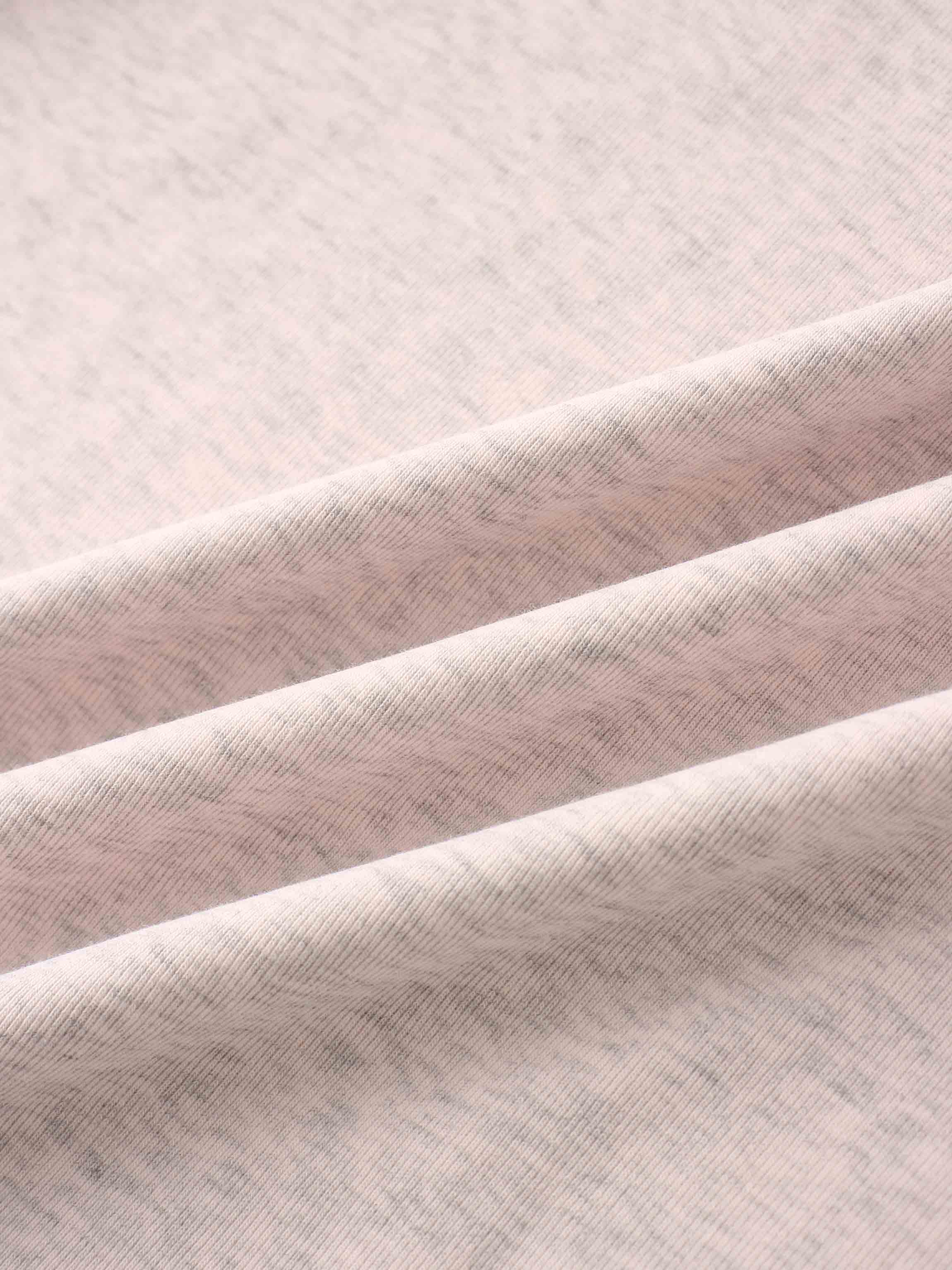 Basic High V Tee Long Sleeve-Heathered Pink/Grey