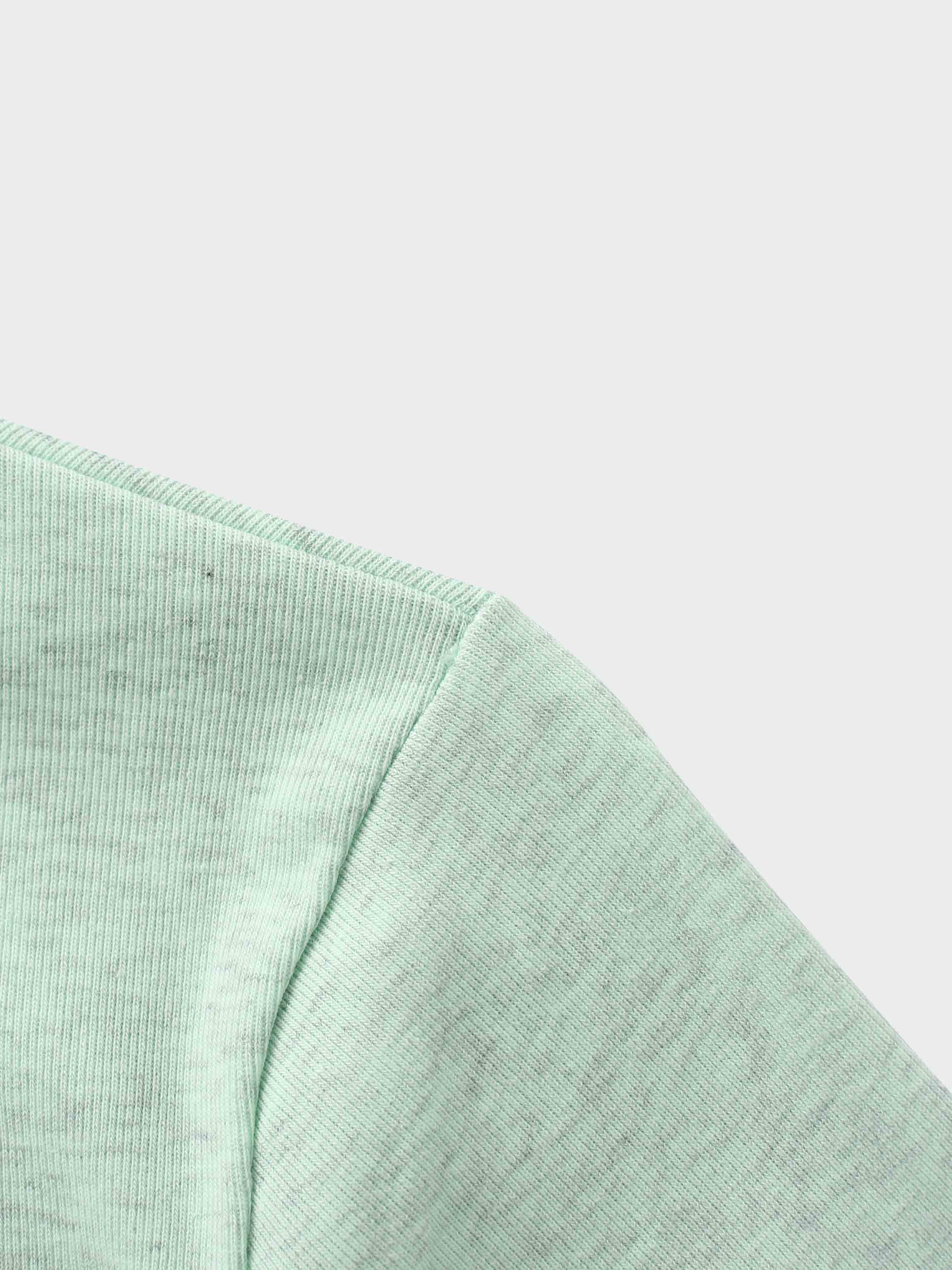 Basic High V Tee Long Sleeve-Heathered Mint/Grey