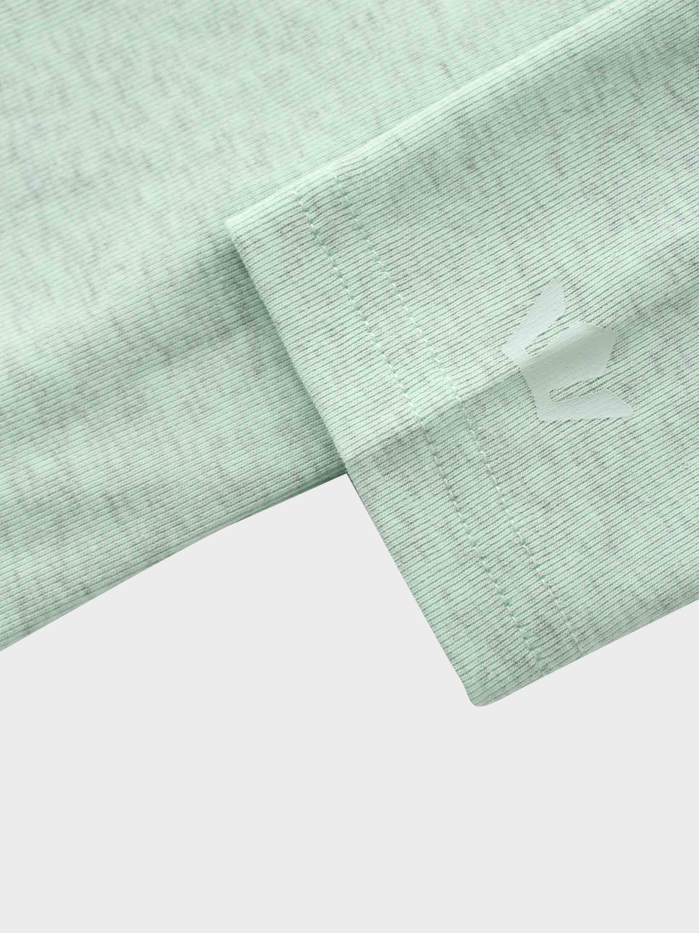Basic High V Tee Long Sleeve-Heathered Mint/Grey