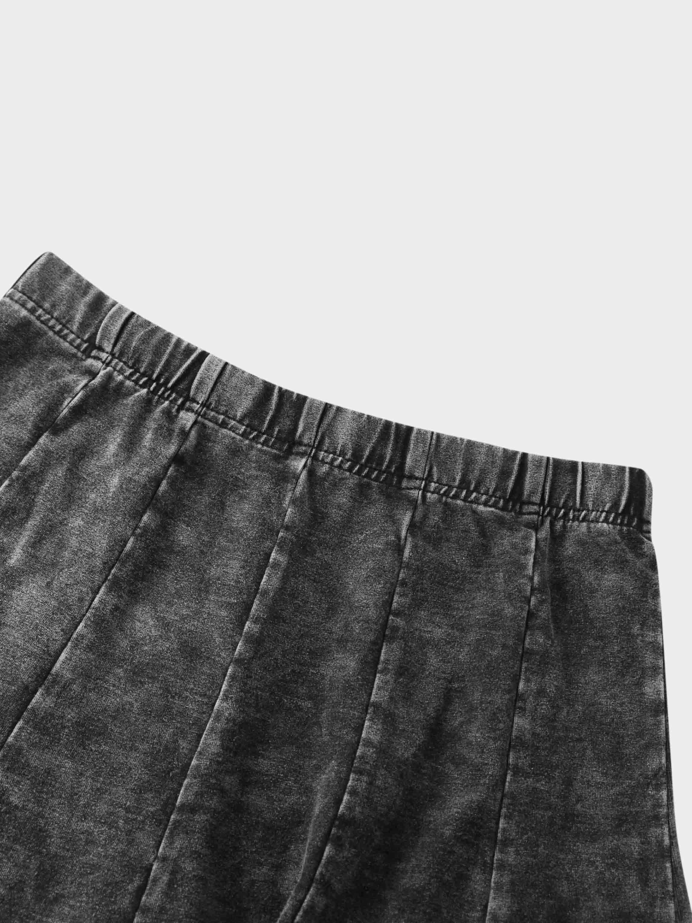Paneled Flare Skirt 37"-Black Wash