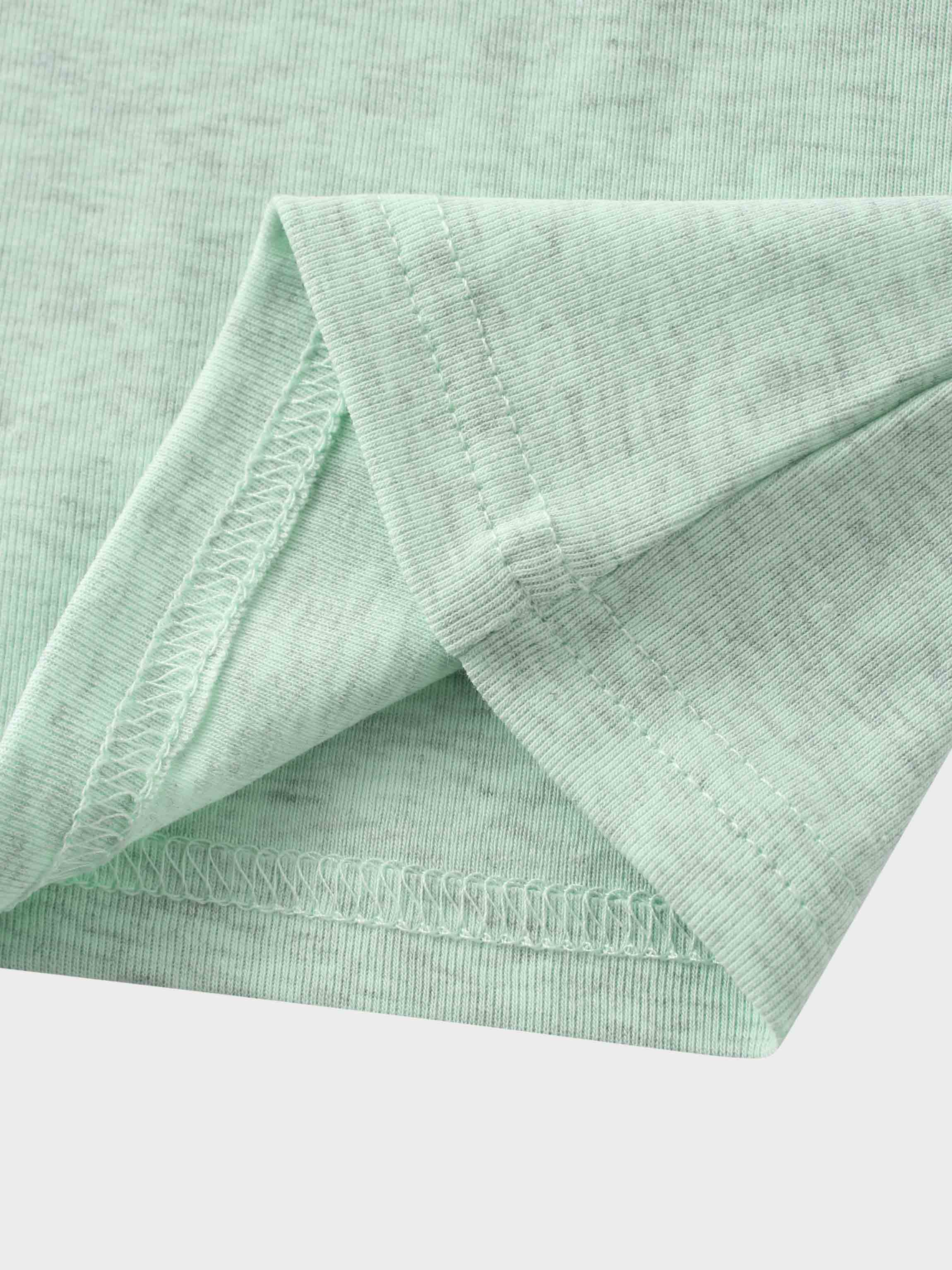 Basic High V Tee Long Sleeve-Heathered Mint/Grey