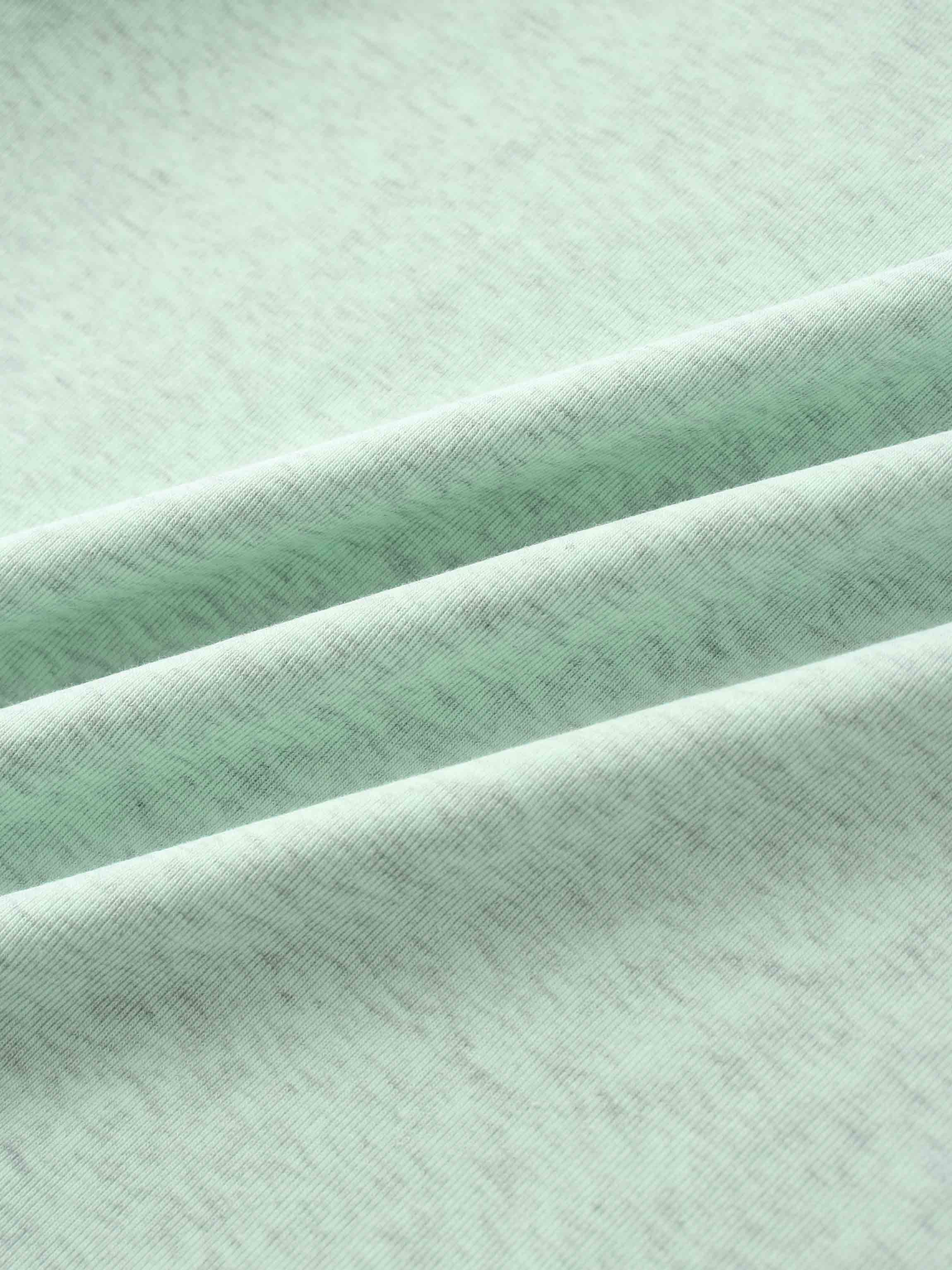 Basic High V Tee Long Sleeve-Heathered Mint/Grey