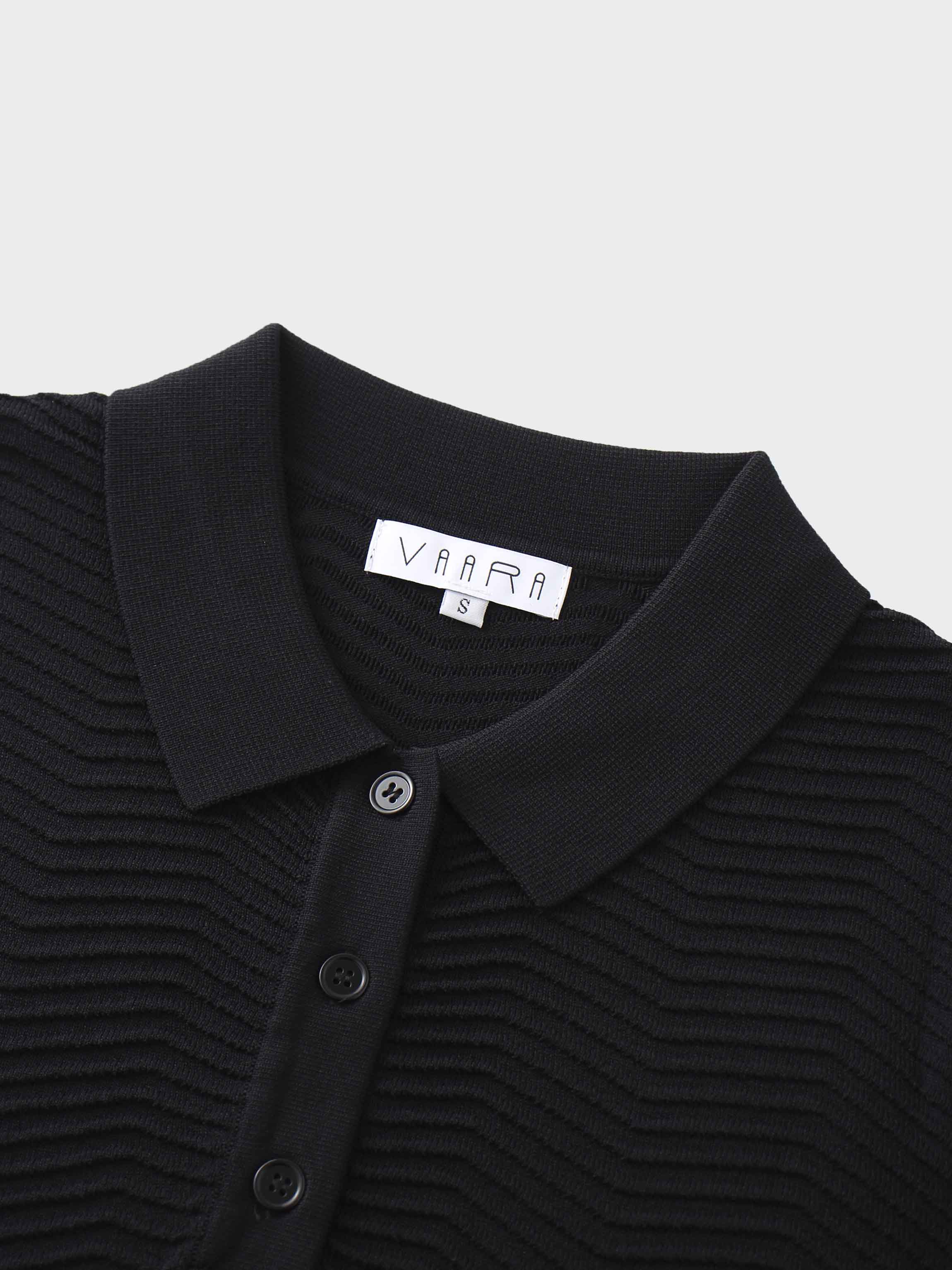 Scallop Edge Collar Sweater-Black