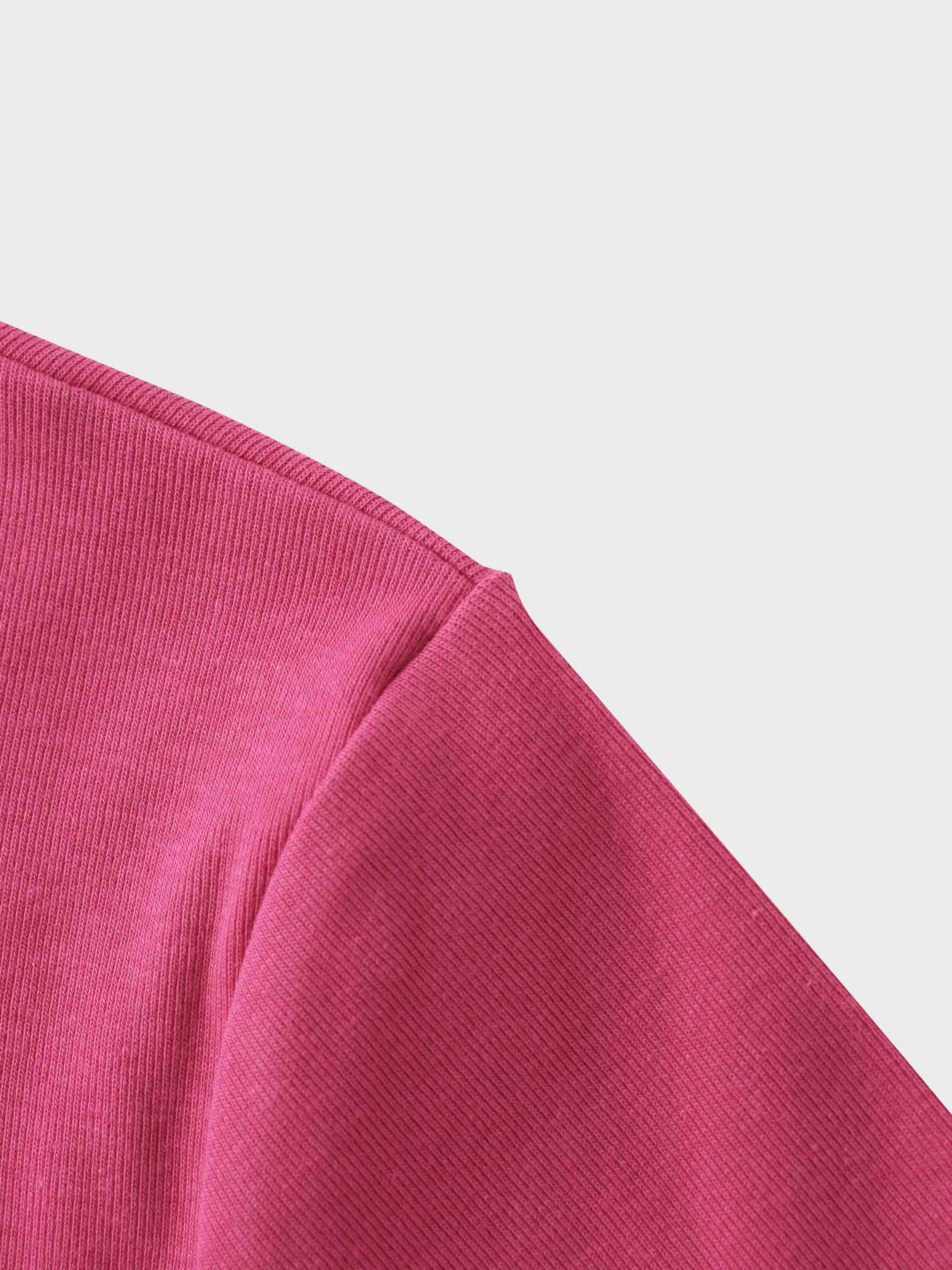 Basic High V Tee Long Sleeve-Hot Pink