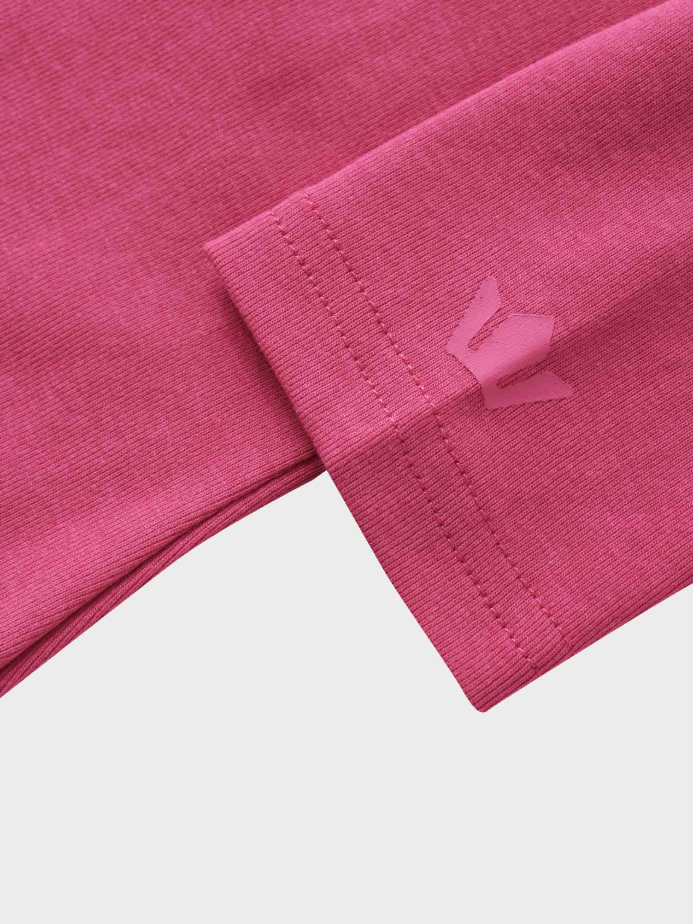 Basic High V Tee Long Sleeve-Hot Pink