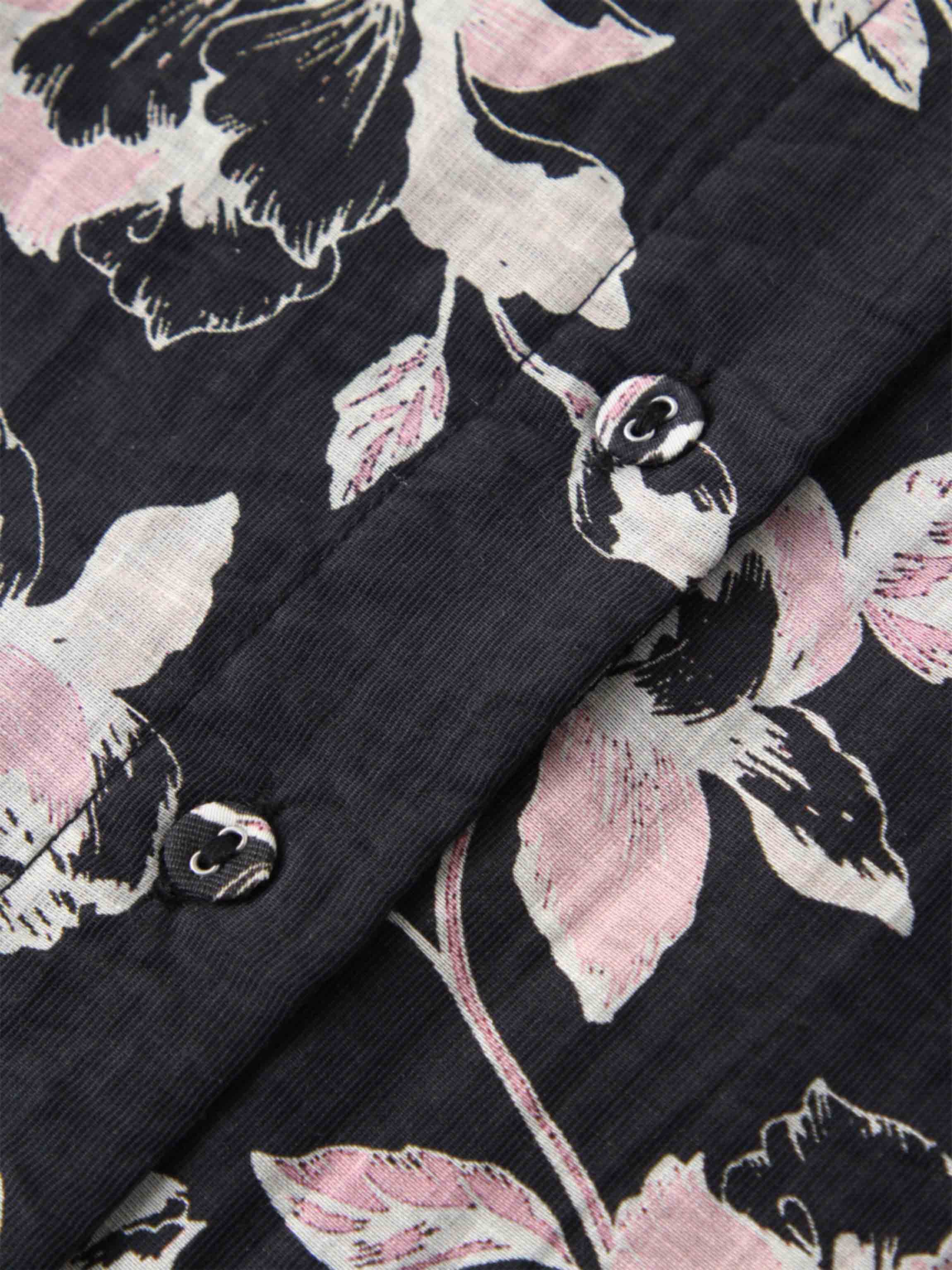 Crew Neck Peplum Ruffle Blouse-Pink Floral