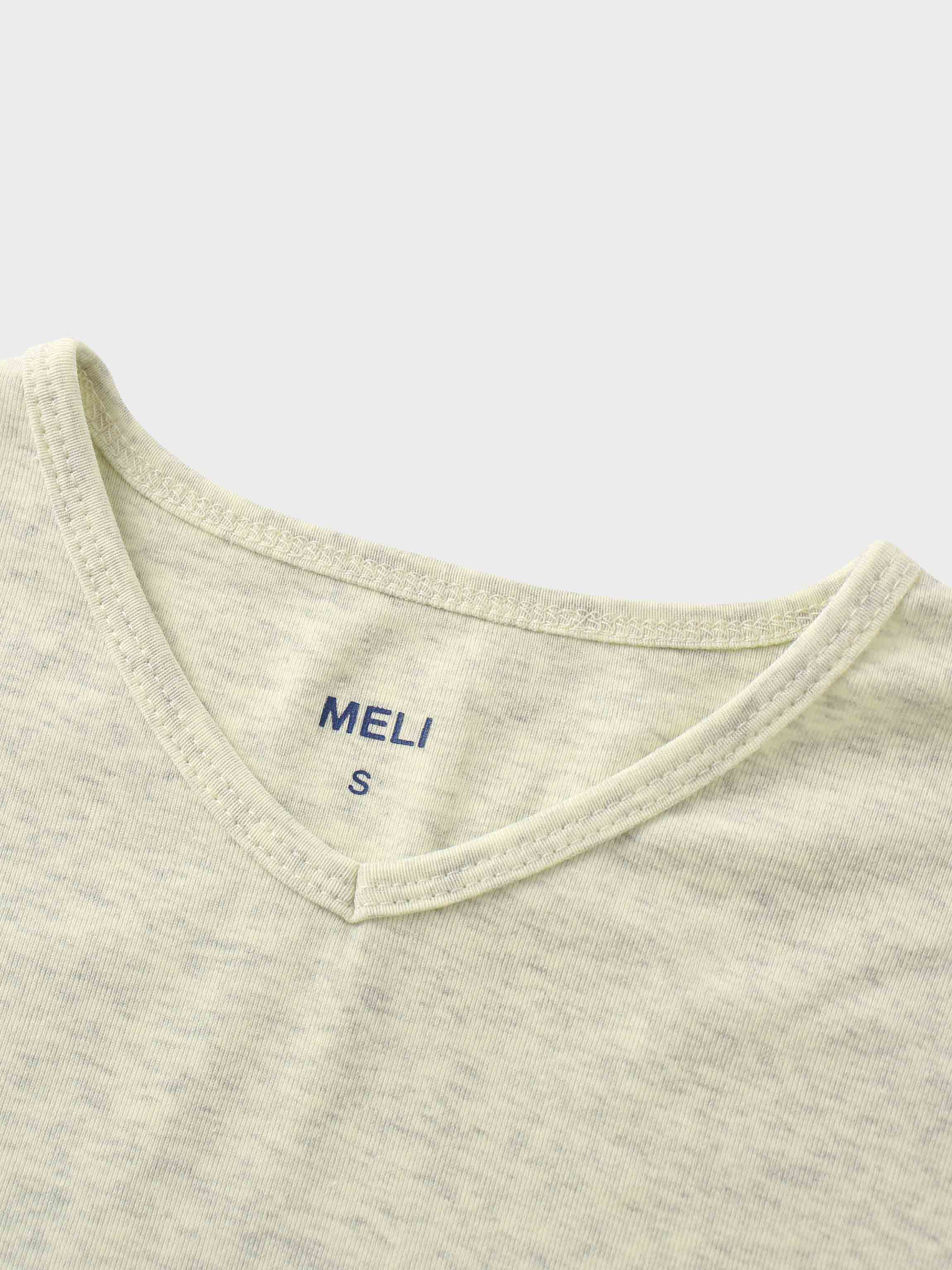 Basic High V Tee Long Sleeve-Heathered Grey/Yellow