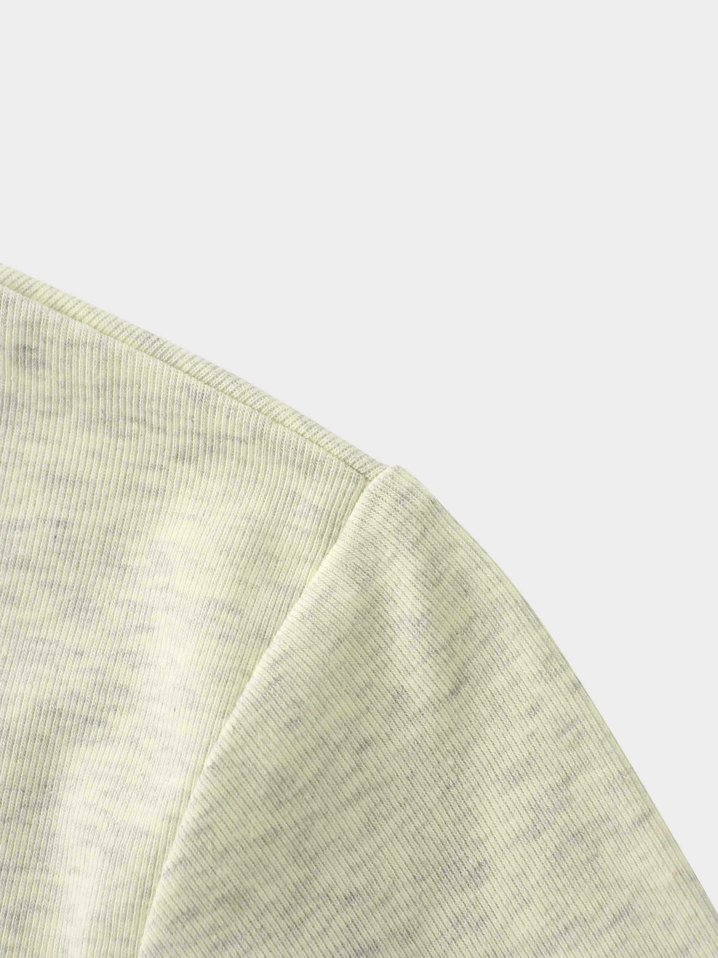 Basic High V Tee Long Sleeve-Heathered Grey/Yellow