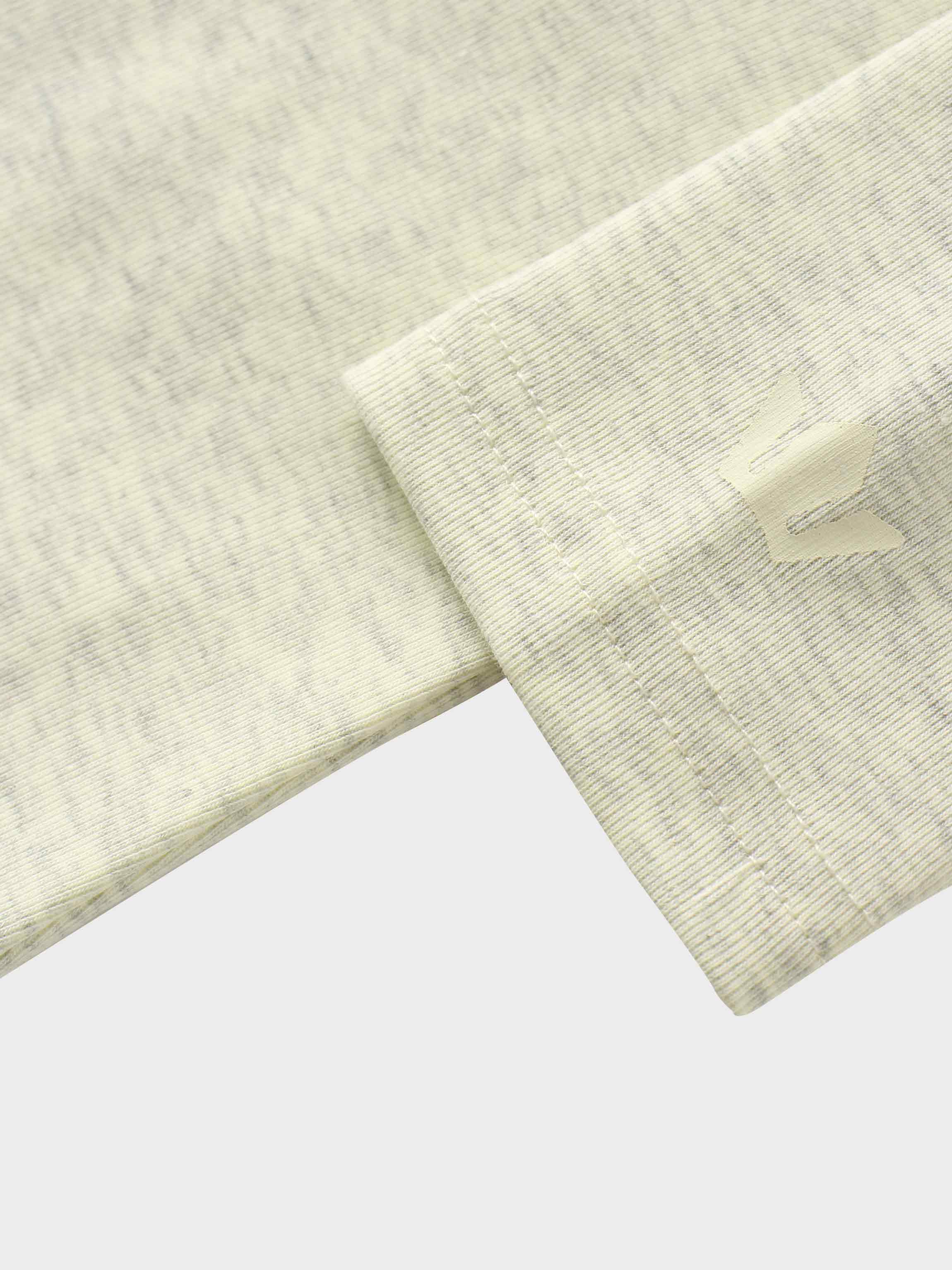 Basic High V Tee Long Sleeve-Heathered Grey/Yellow