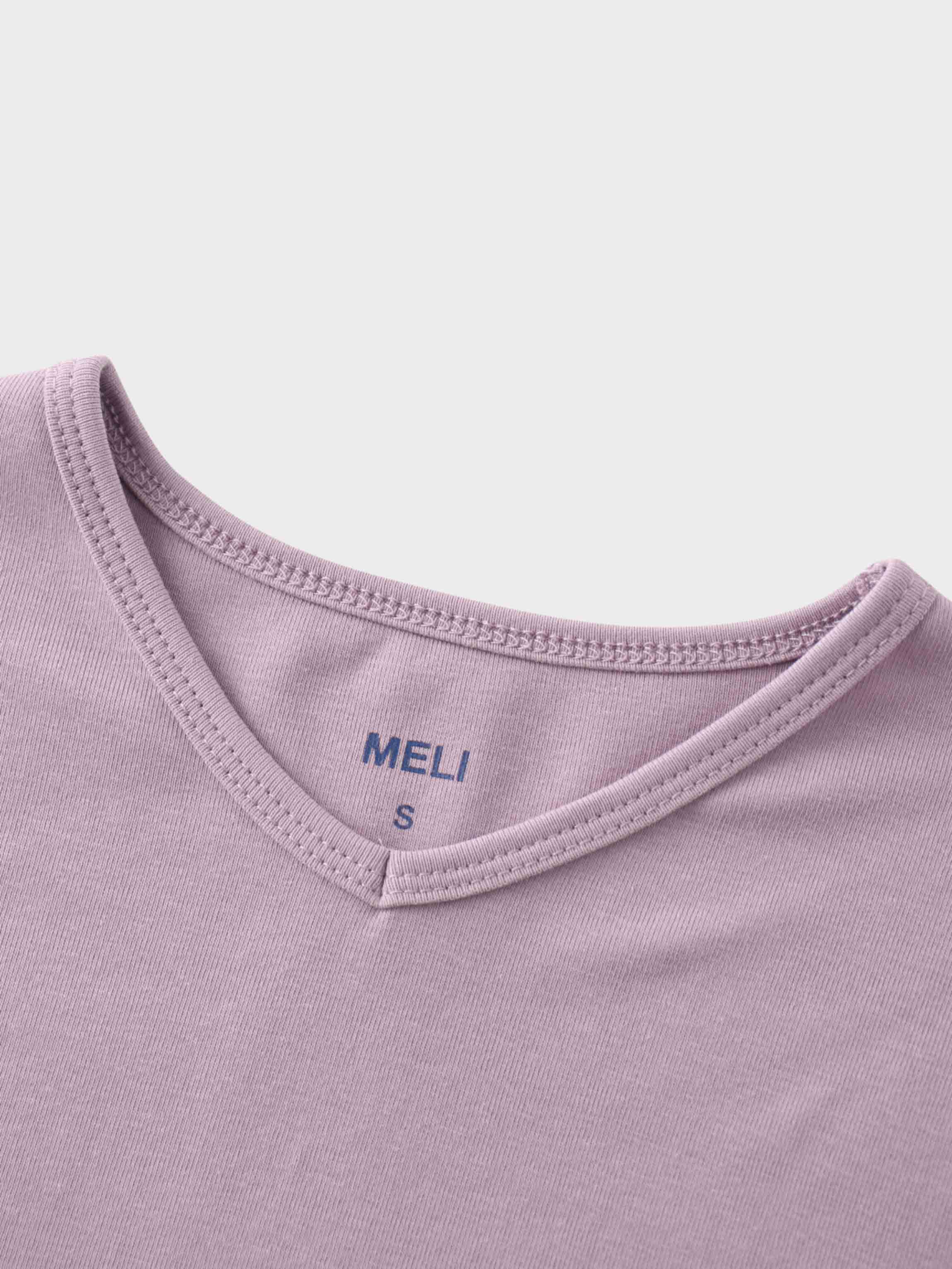 Basic High V Tee Long Sleeve-Lavender