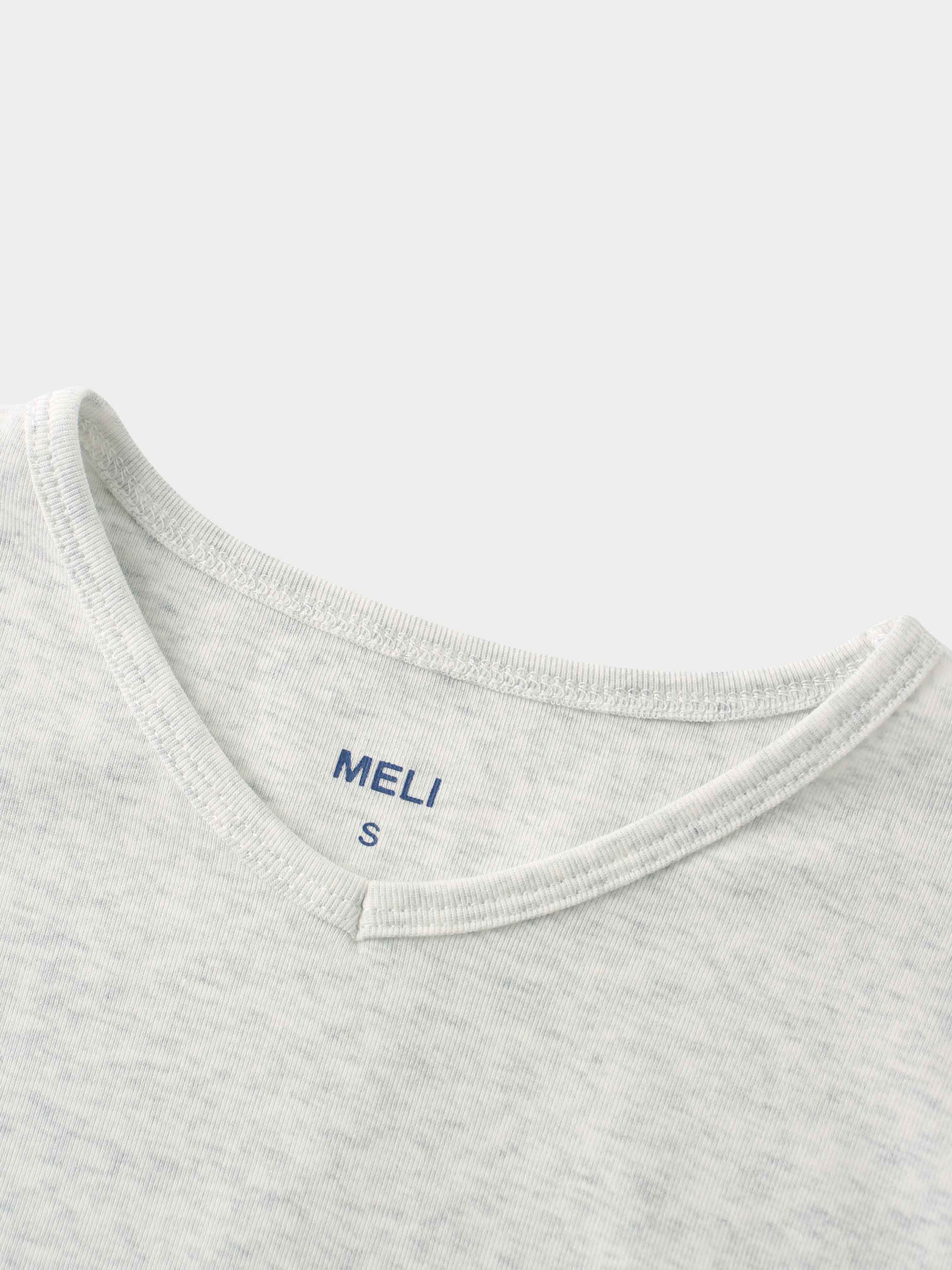 Basic High V Tee Long Sleeve-Heathered Grey