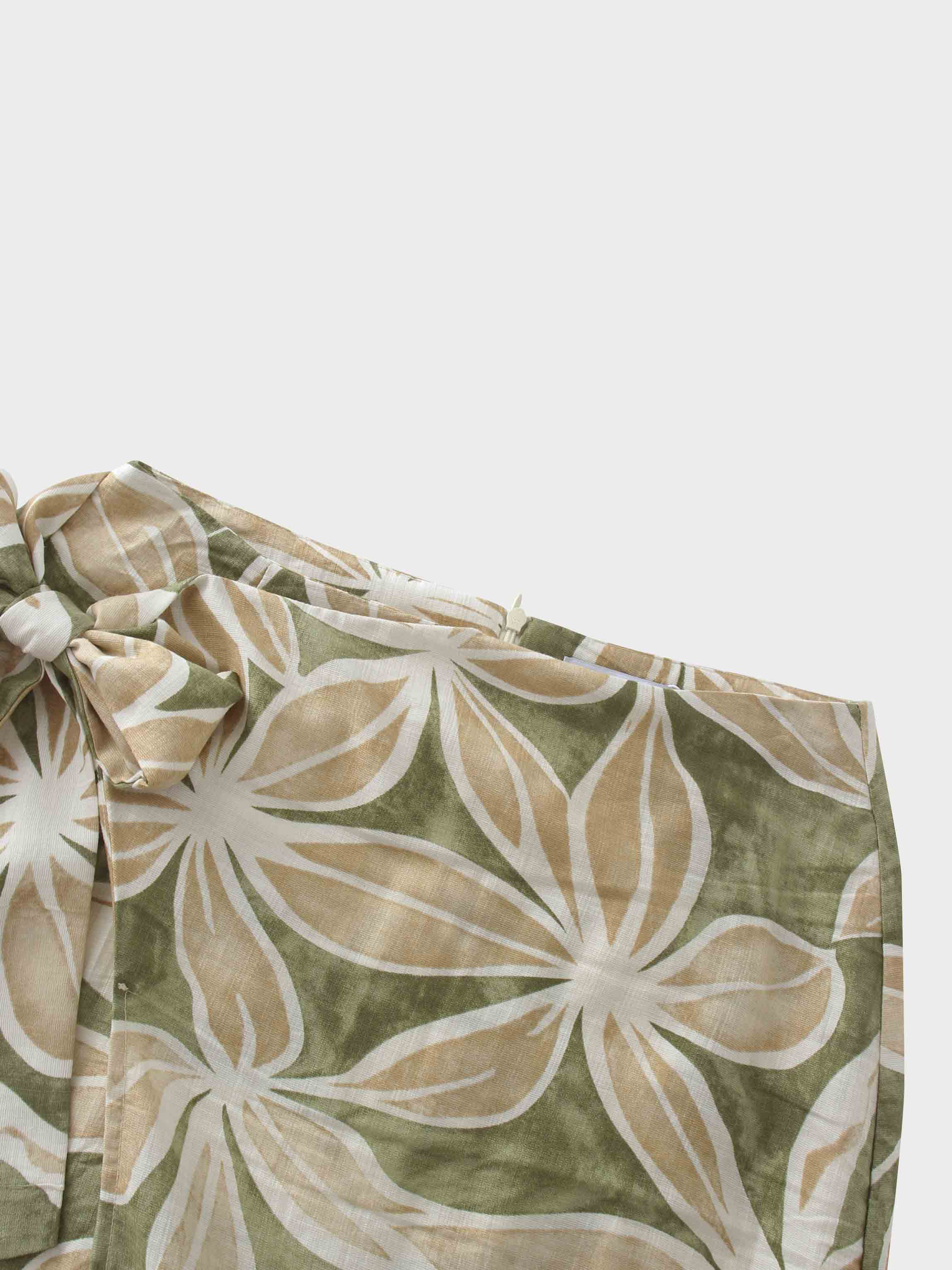 Side Tie Faux Wrap Skirt-Geo Floral