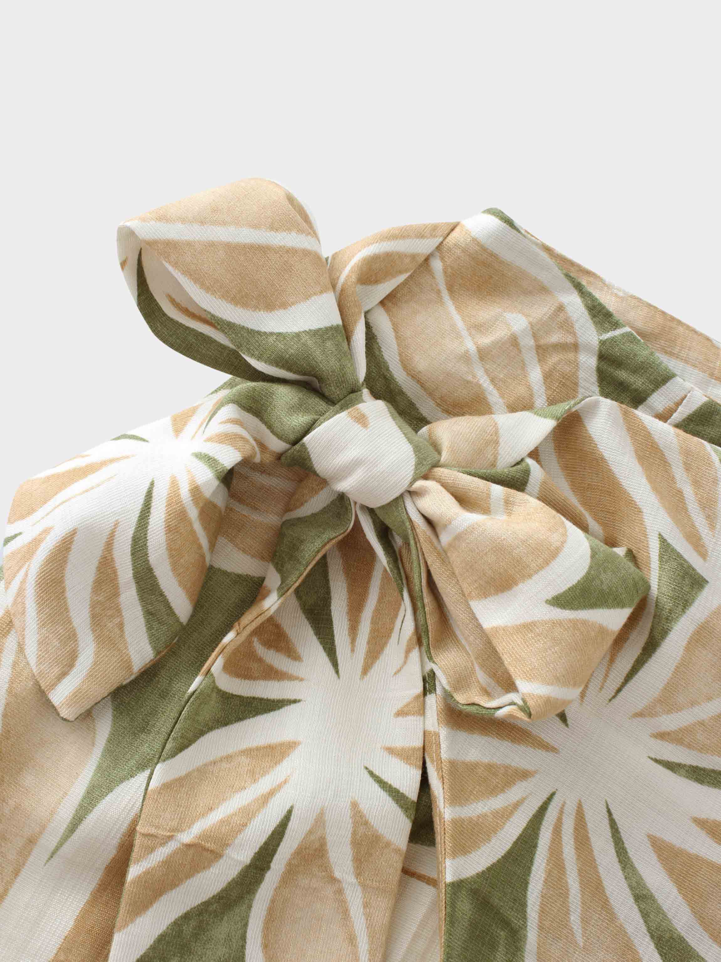 Side Tie Faux Wrap Skirt-Geo Floral