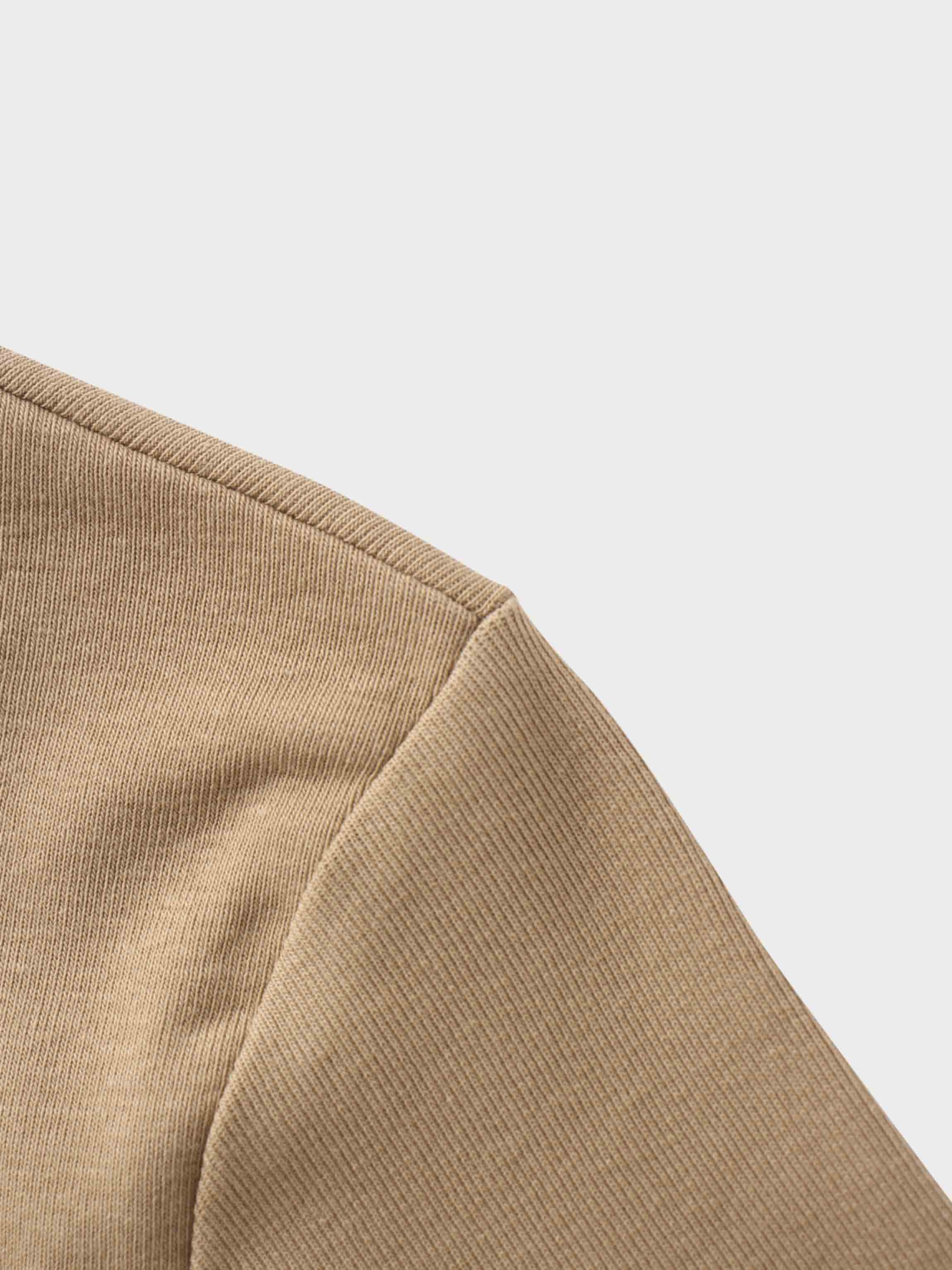 Basic High V Tee Long Sleeve-Taupe