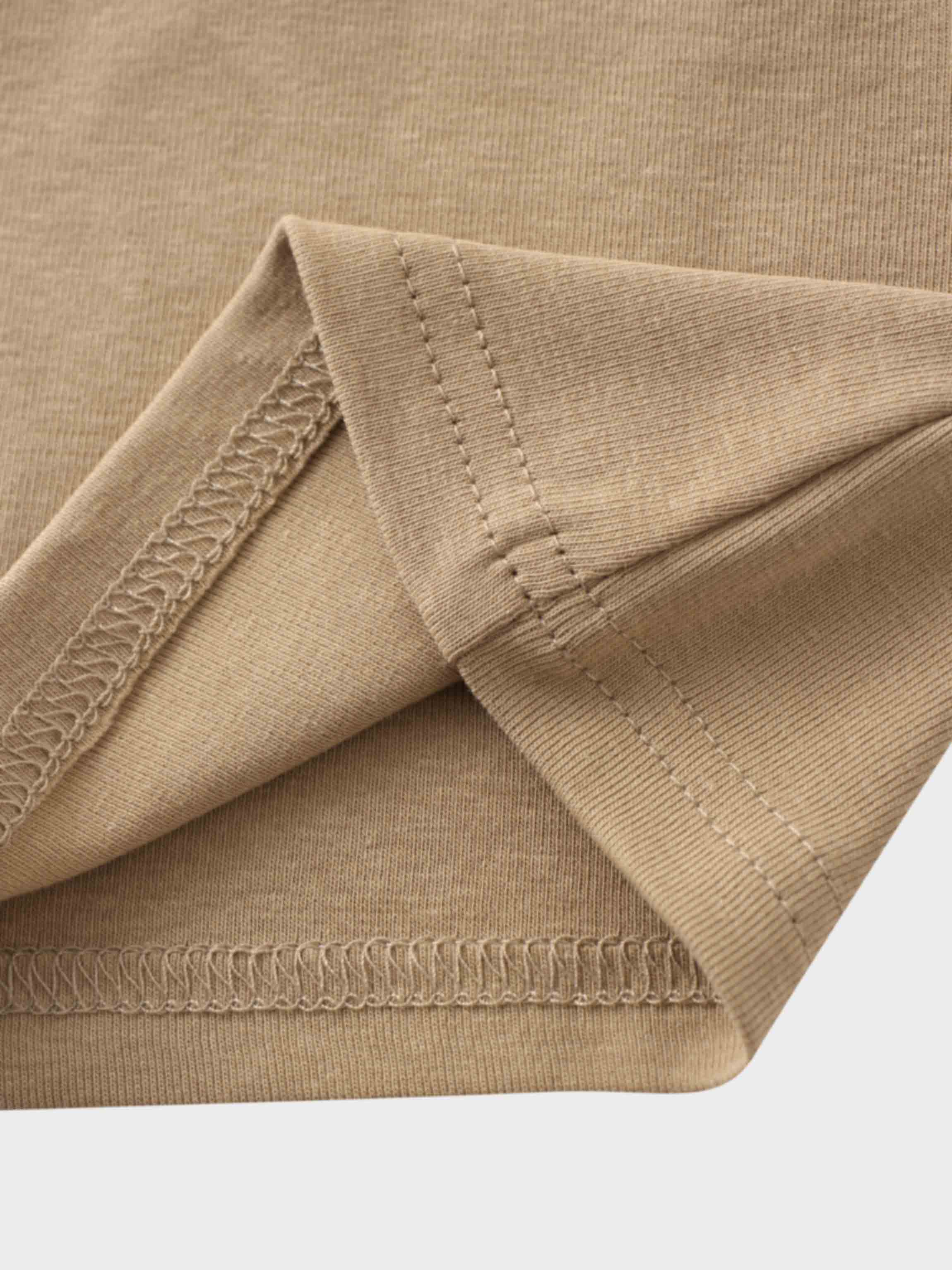 Basic High V Tee Long Sleeve-Taupe