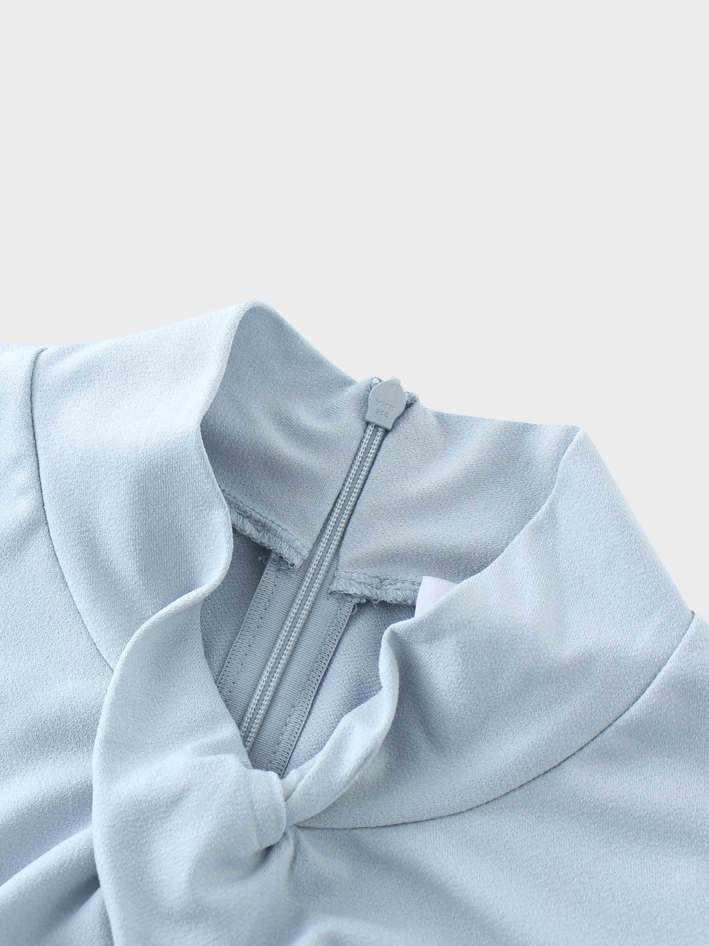 Front Knot Pleat Dress 50"-Baby Blue