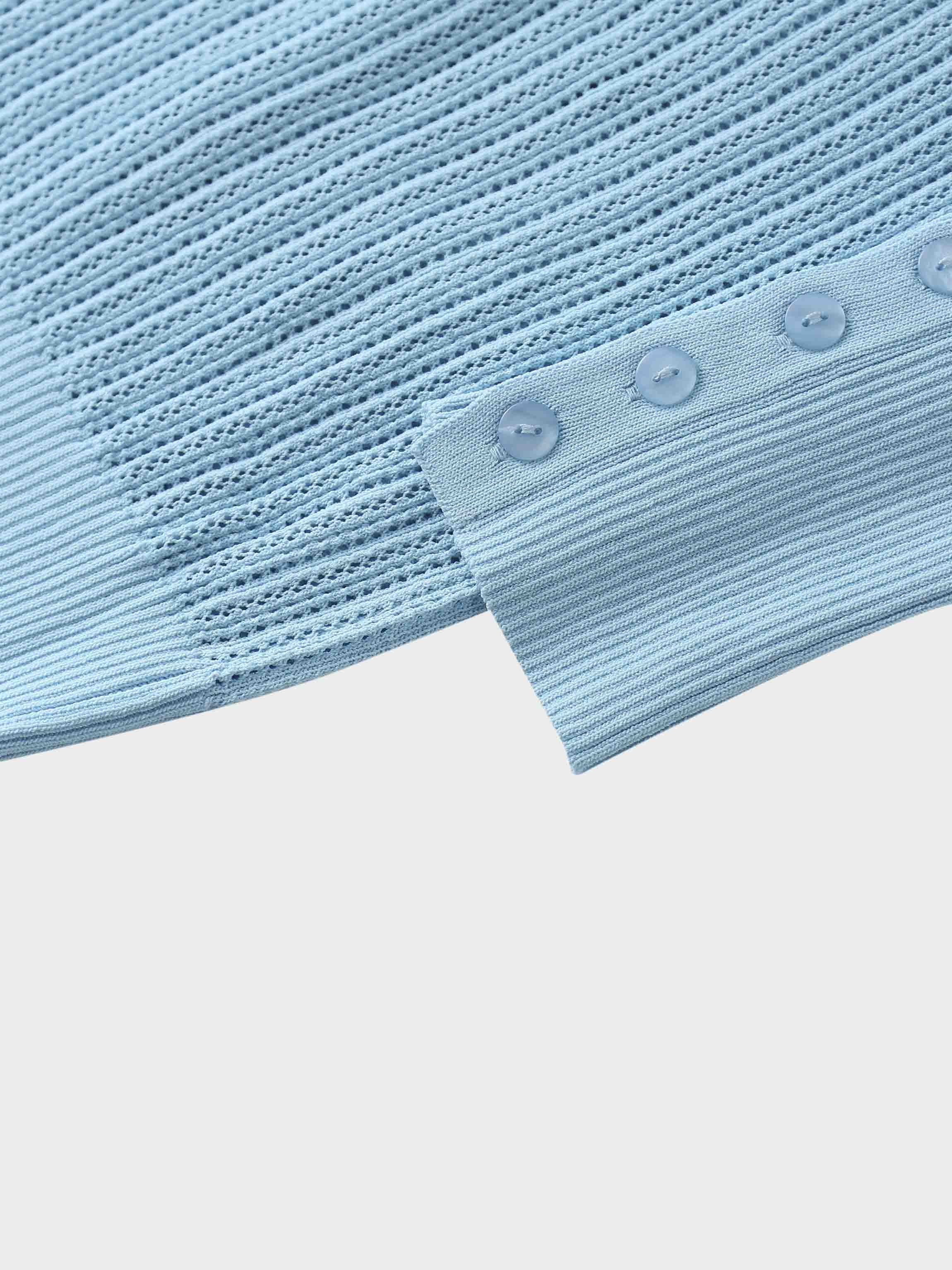 Printed Pointelle Sweater-Light Blue