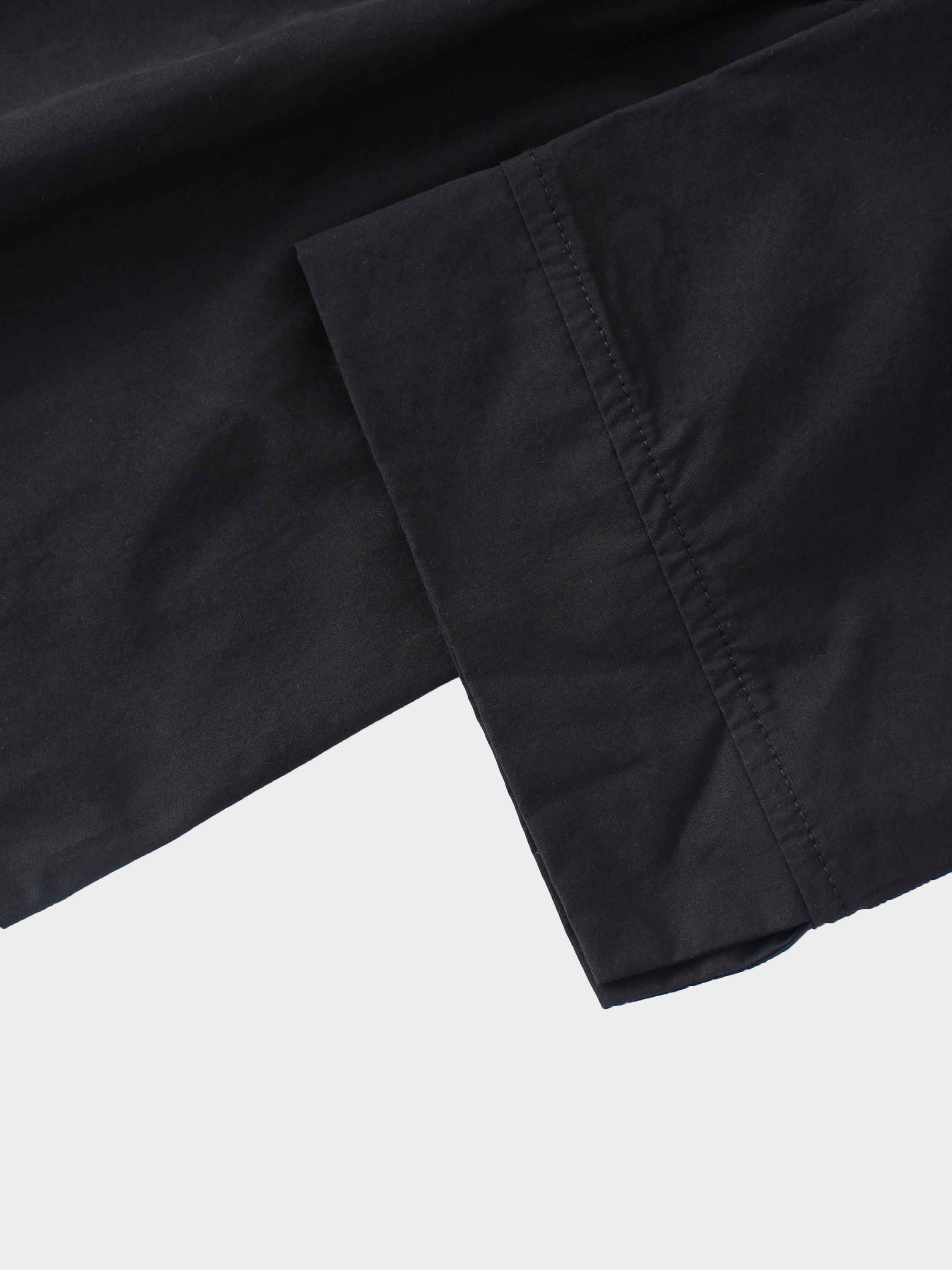 Elastic Waist Tiered Shirtdress-Black