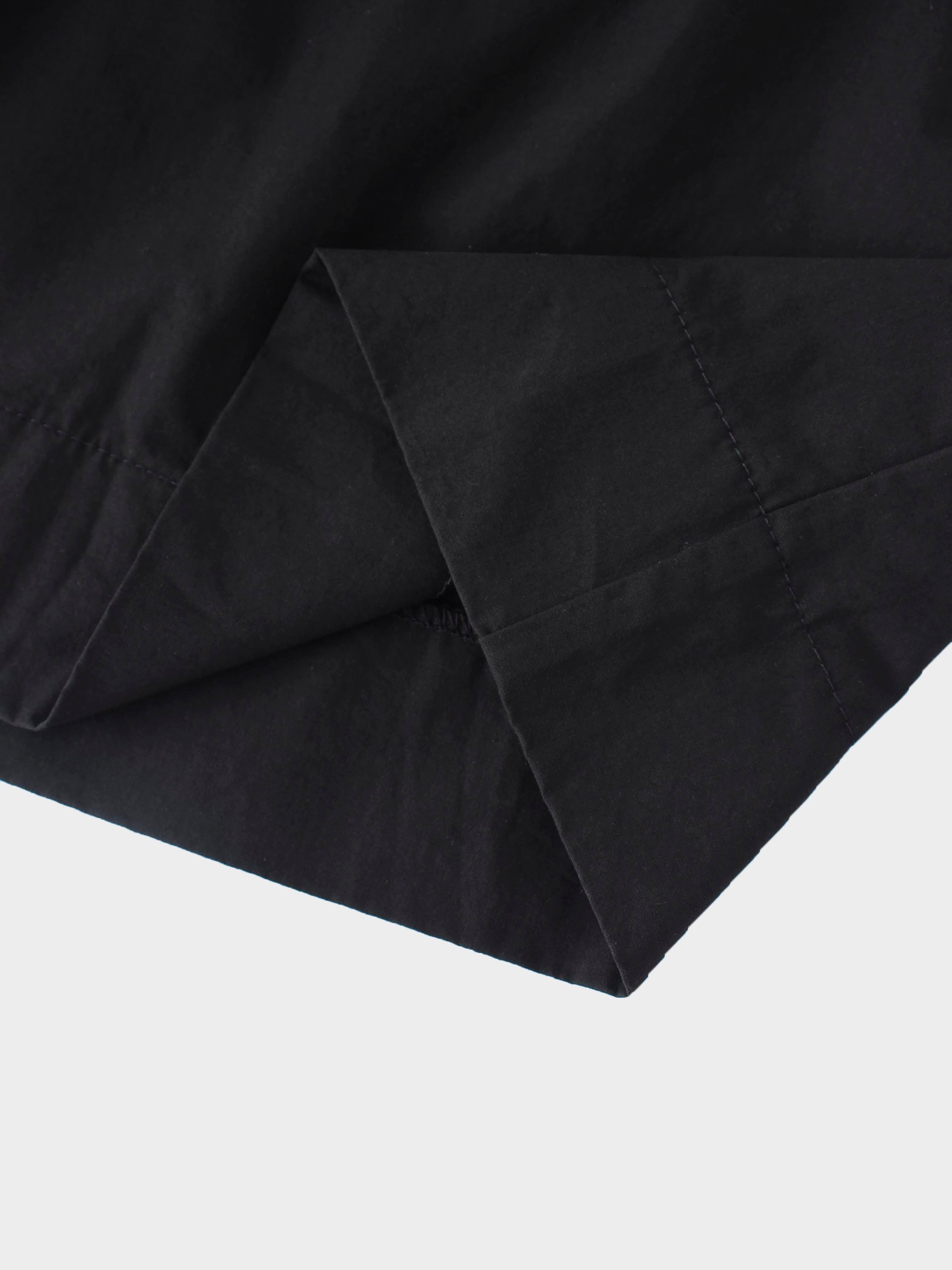 Elastic Waist Tiered Shirtdress-Black