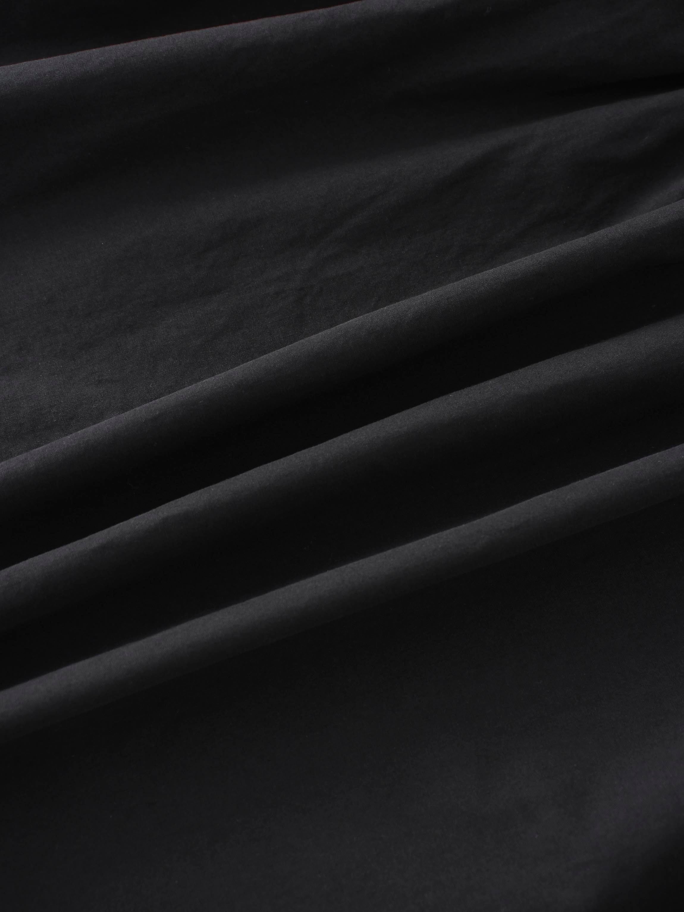 Elastic Waist Tiered Shirtdress-Black
