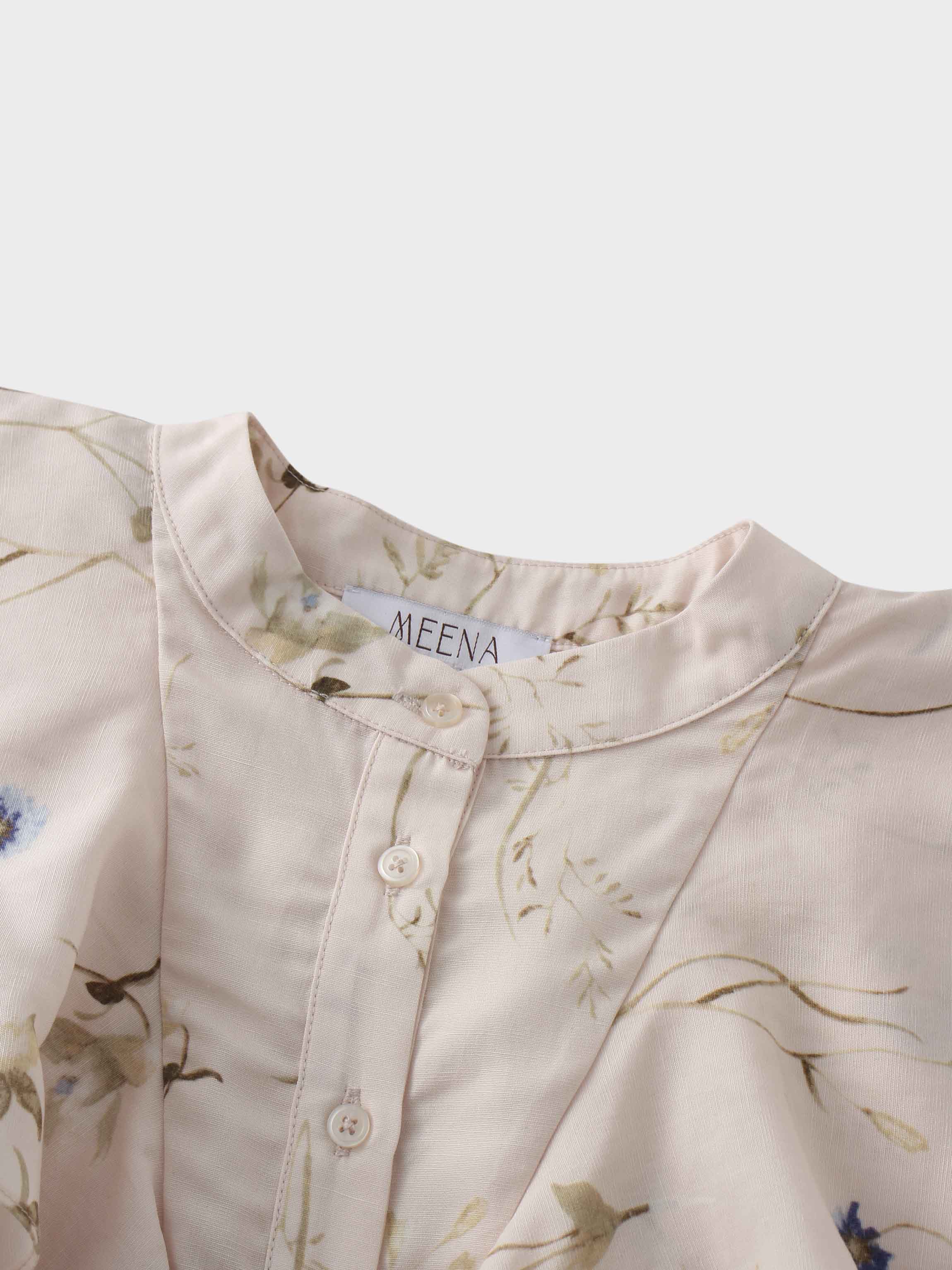 Double Ruffle Blouse-Pink Floral