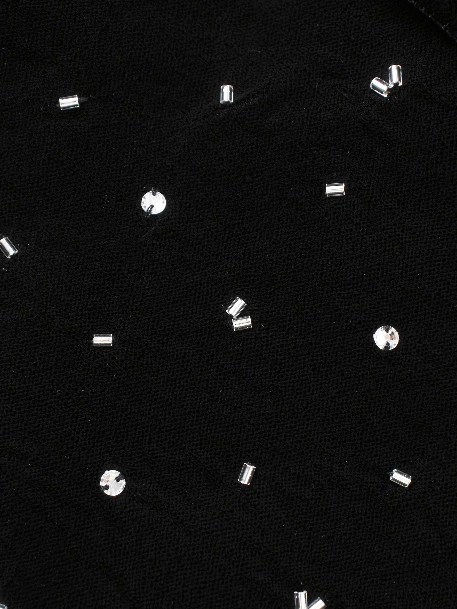 Embellished Velvet Blazer-Black