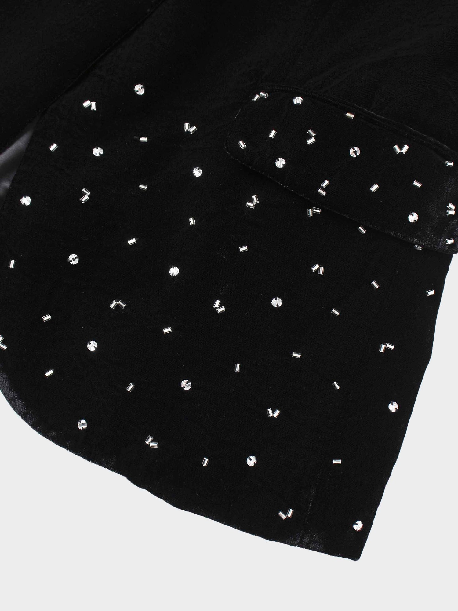 Embellished Velvet Blazer-Black