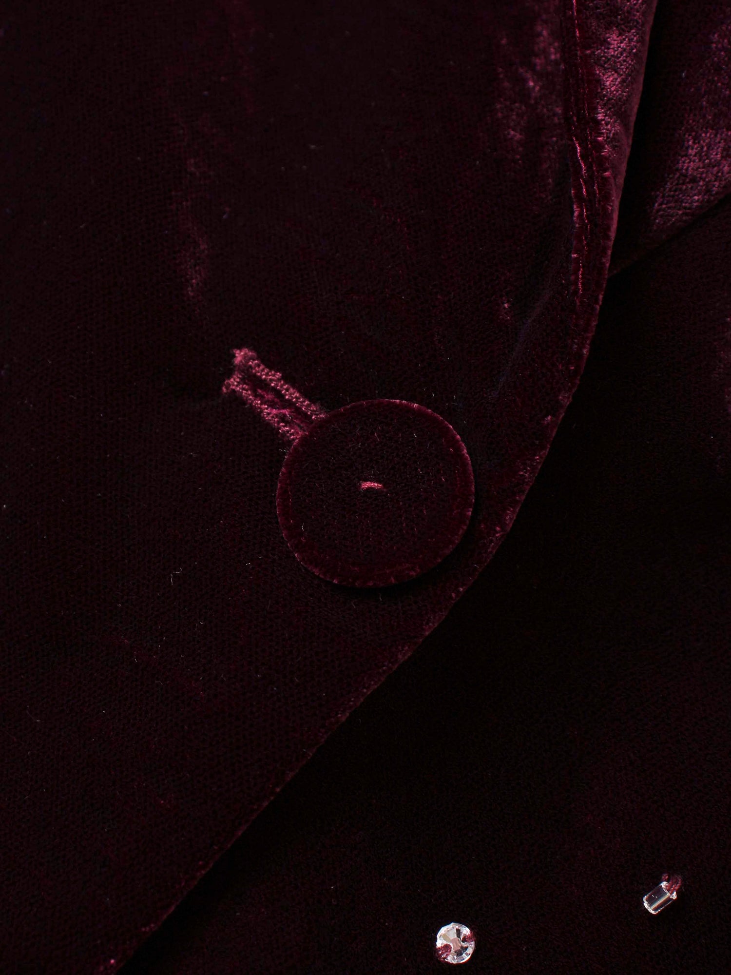 Embellished Velvet Blazer-Burgundy