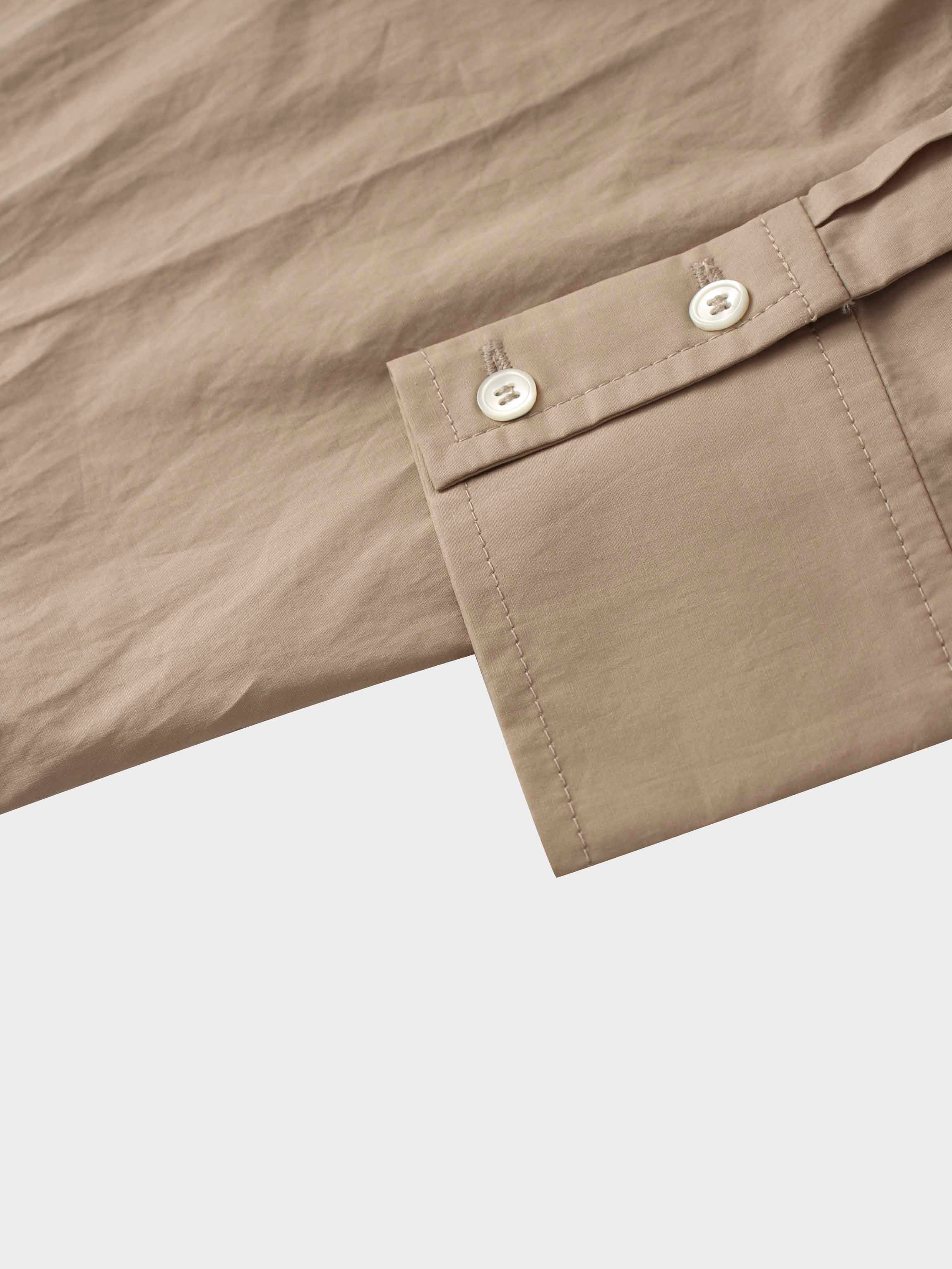 Button Overlay Shirtdress-Tan