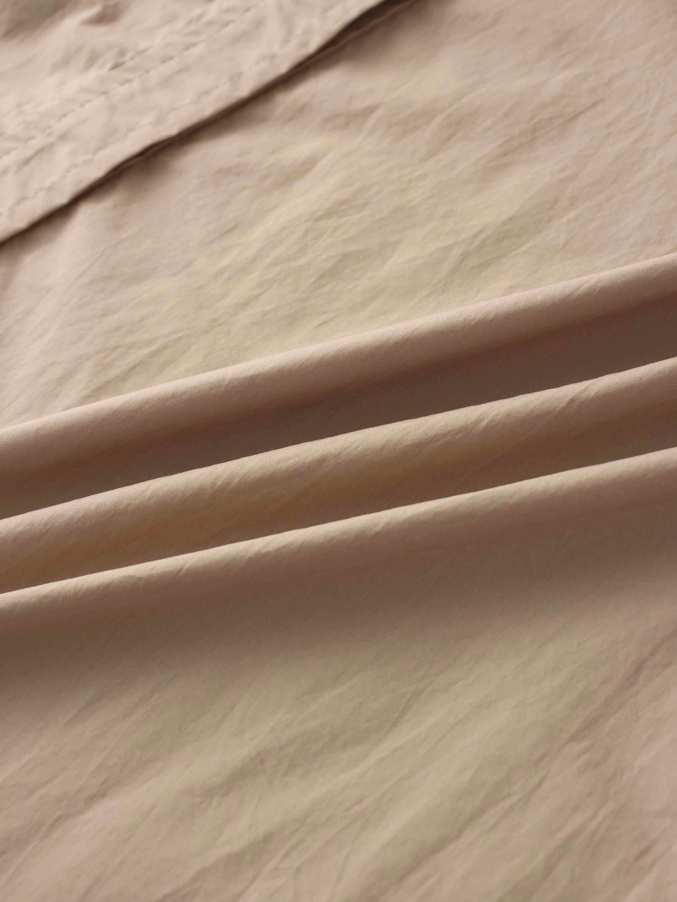 Button Overlay Shirtdress-Tan