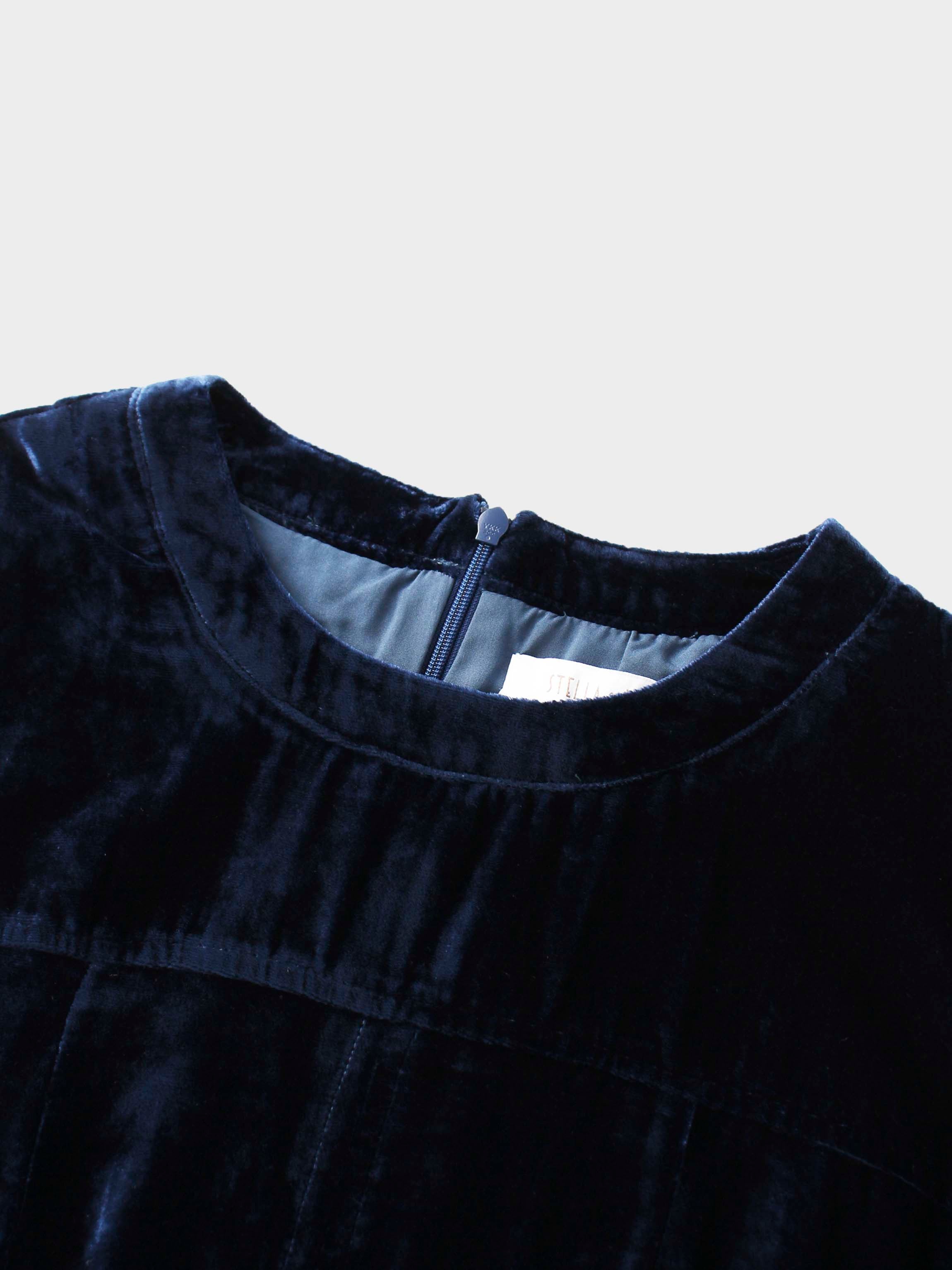 Velvet Flare Dress-Navy