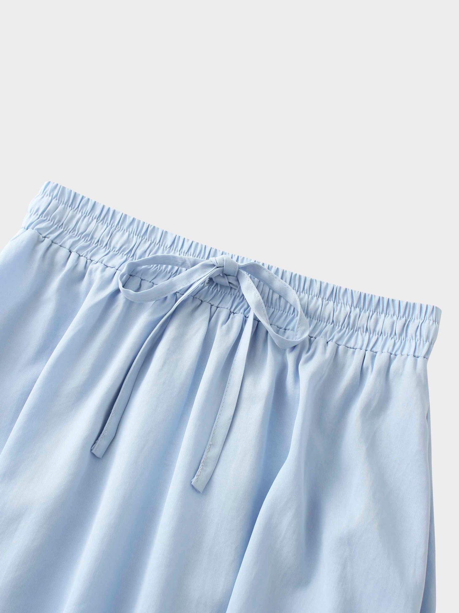 Drawstring Circle Skirt-Light Blue