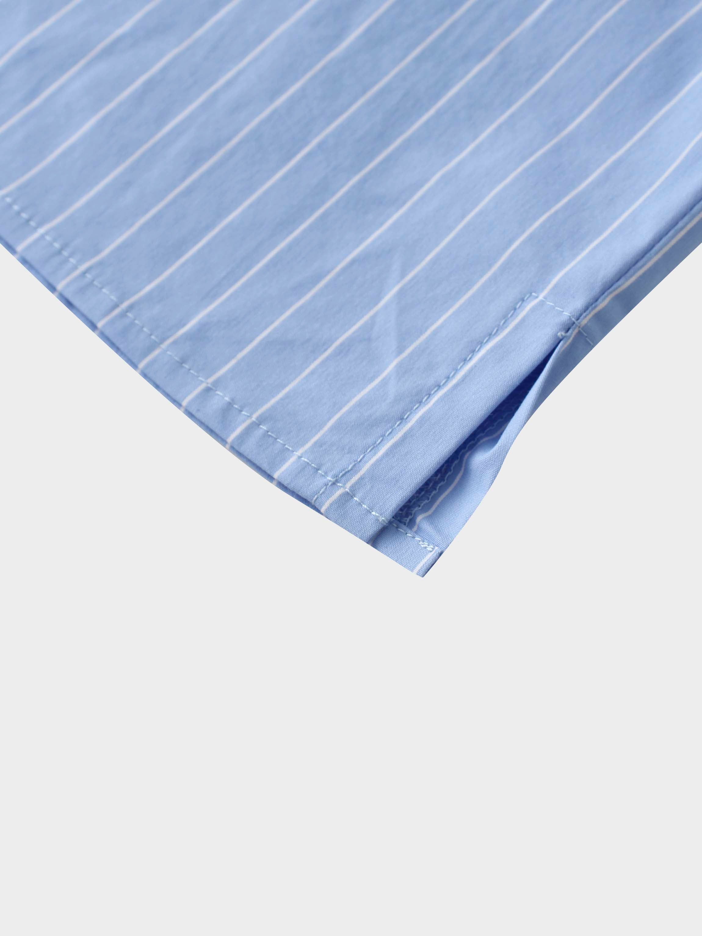 Pinstripe Straight Pocket Skirt-Light Blue