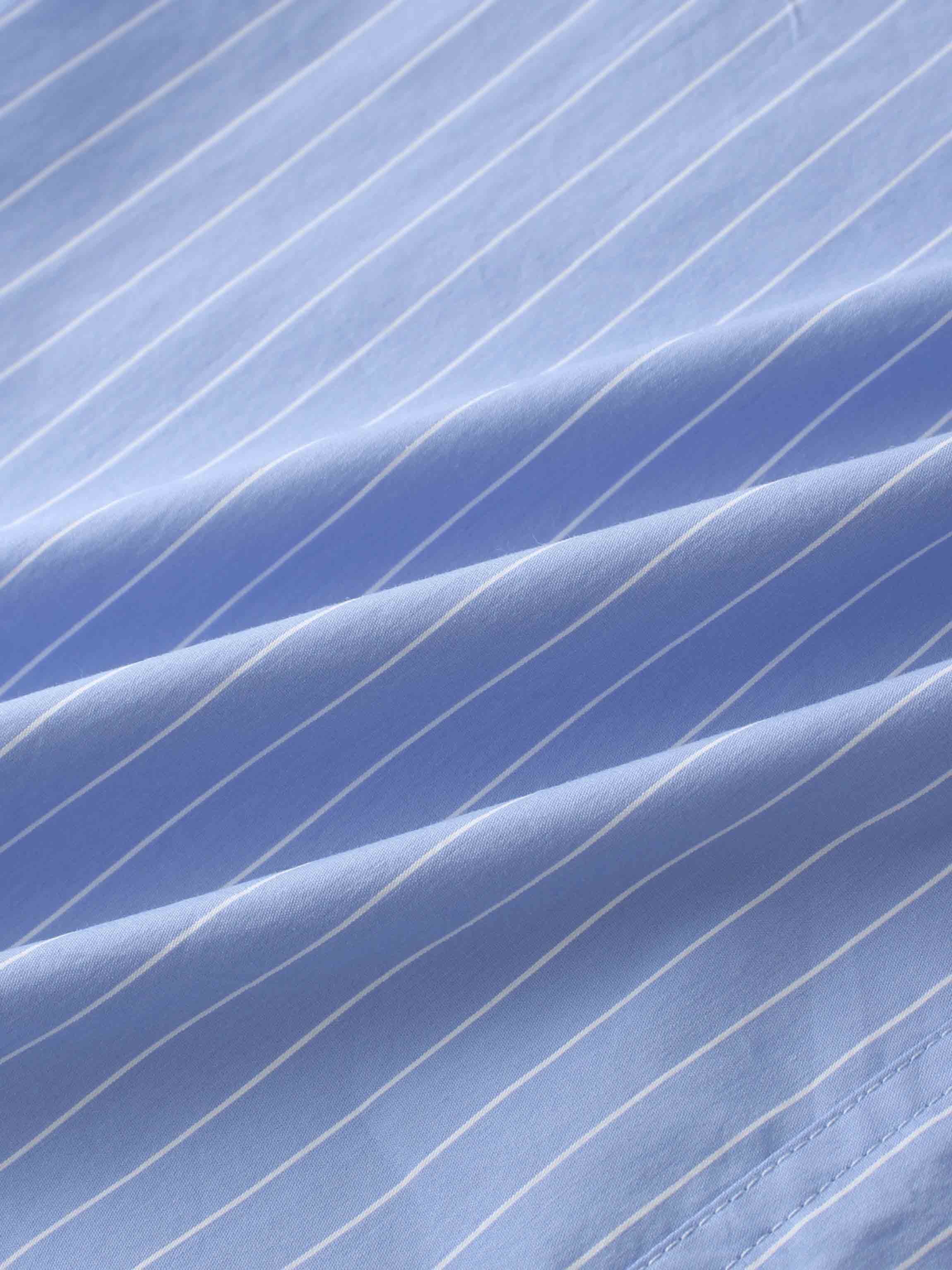 Pinstripe Straight Pocket Skirt-Light Blue