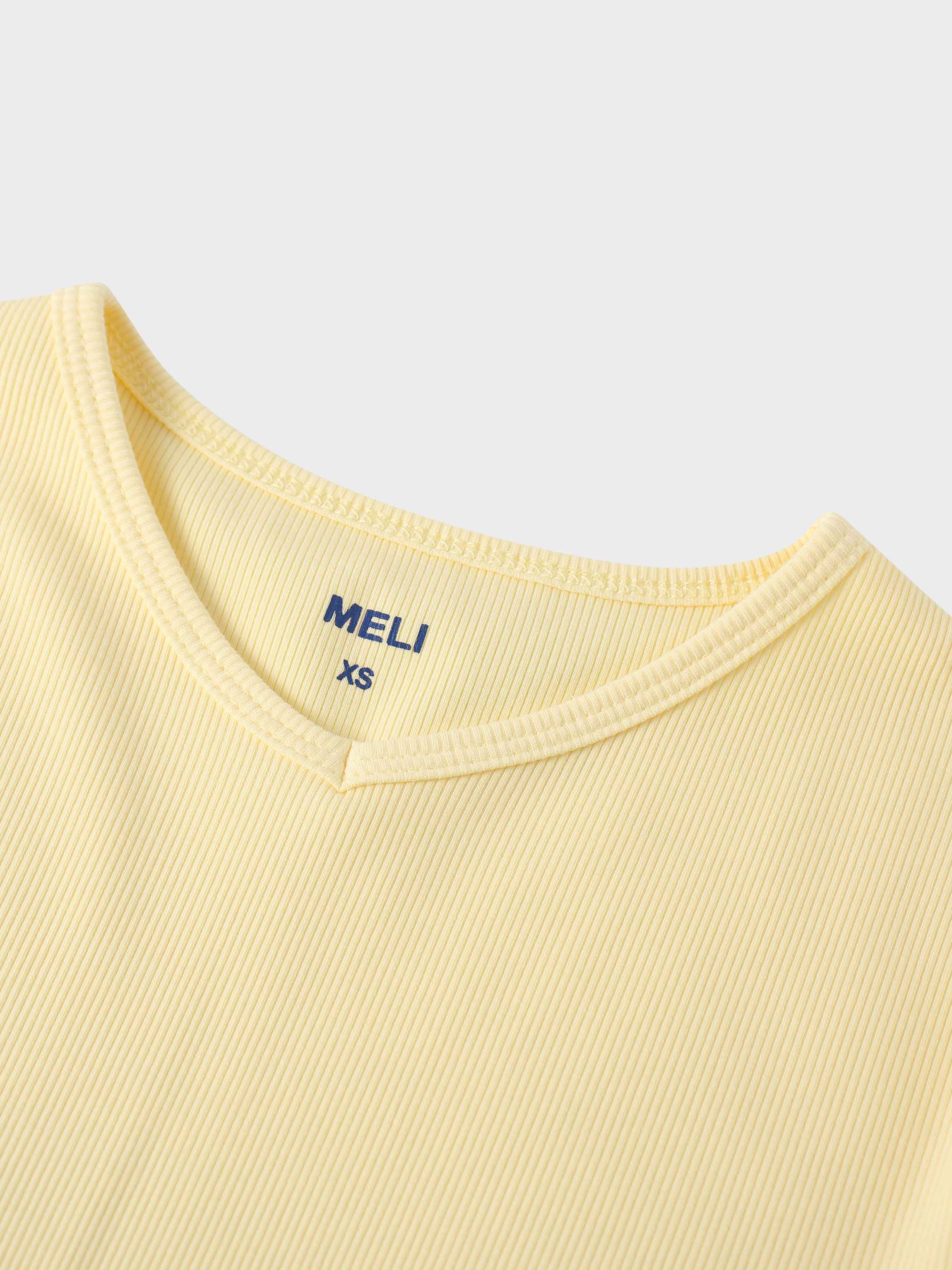 Soft Ribbed High V Tee-Butter Yellow